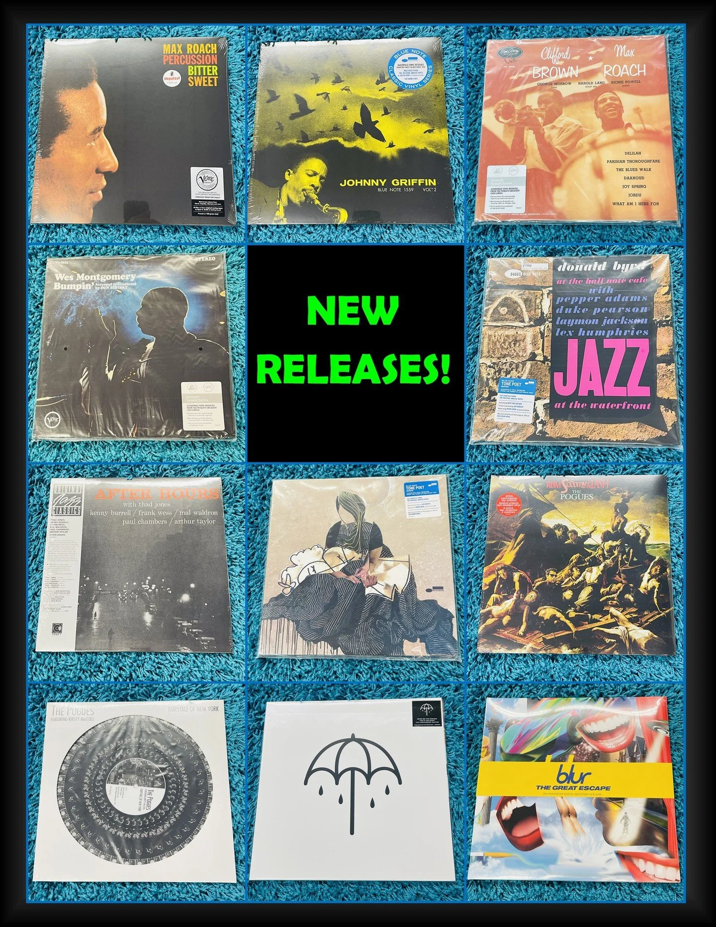 More New Release out today!  Mostly Jazz in this batch - Max Roach, Johnny Griffin, Clifford Brown and Max Roach, Wes Montgomery, Donald Byrd, Thad Jones, Johnathan Blake, The Pogues, Bring Me The Horizon, Blur and many more!