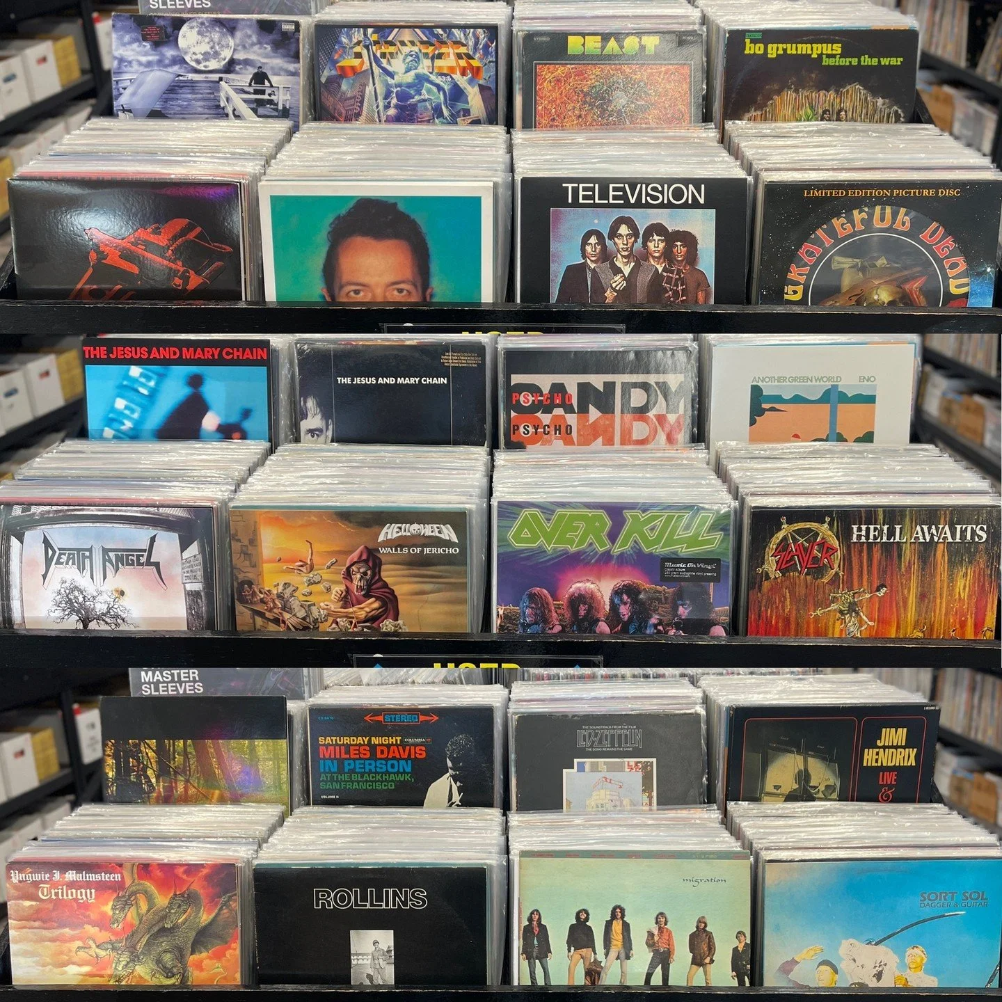 Lots of great new arrivals hitting the bins Saturday!  Eminem (Original Press), Stryper, Beast, Bo Grumpus, Pierce The Veil, Joe Strummer (Box Set), Television, Grateful Dead (Picture Disc), Death Ange, Helloween, Overkill, Slayer (Red Vinyl), Childi
