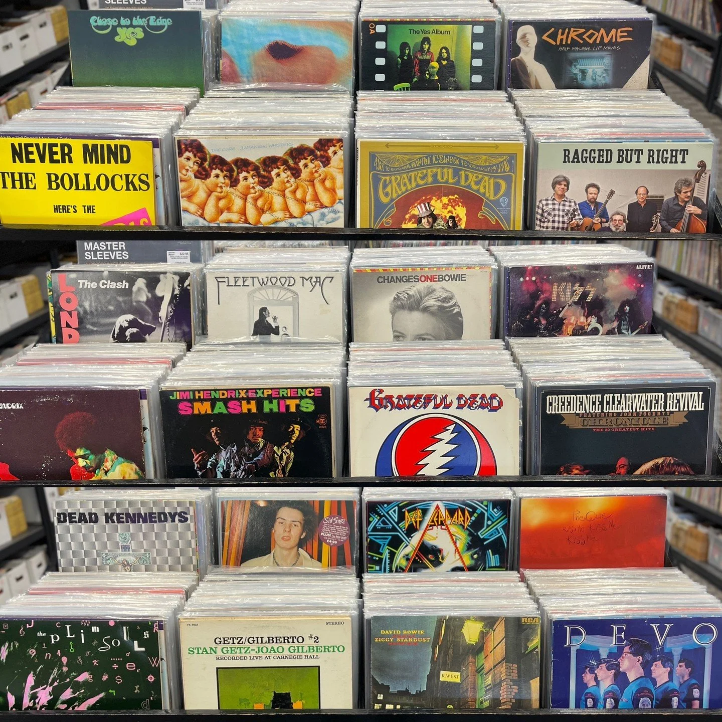 Lots of great used new arrivals hitting the bins for your Saturday Record Shopping!  Yes, Pink Floyd, Chrome, Sex Pistols, The Cure, Grateful Dead, Jerry Garcia Band, The Clash, Fleetwood Mac, David Bowie, KISS, Jimi Hendrix, Creedence Clearwater Rev