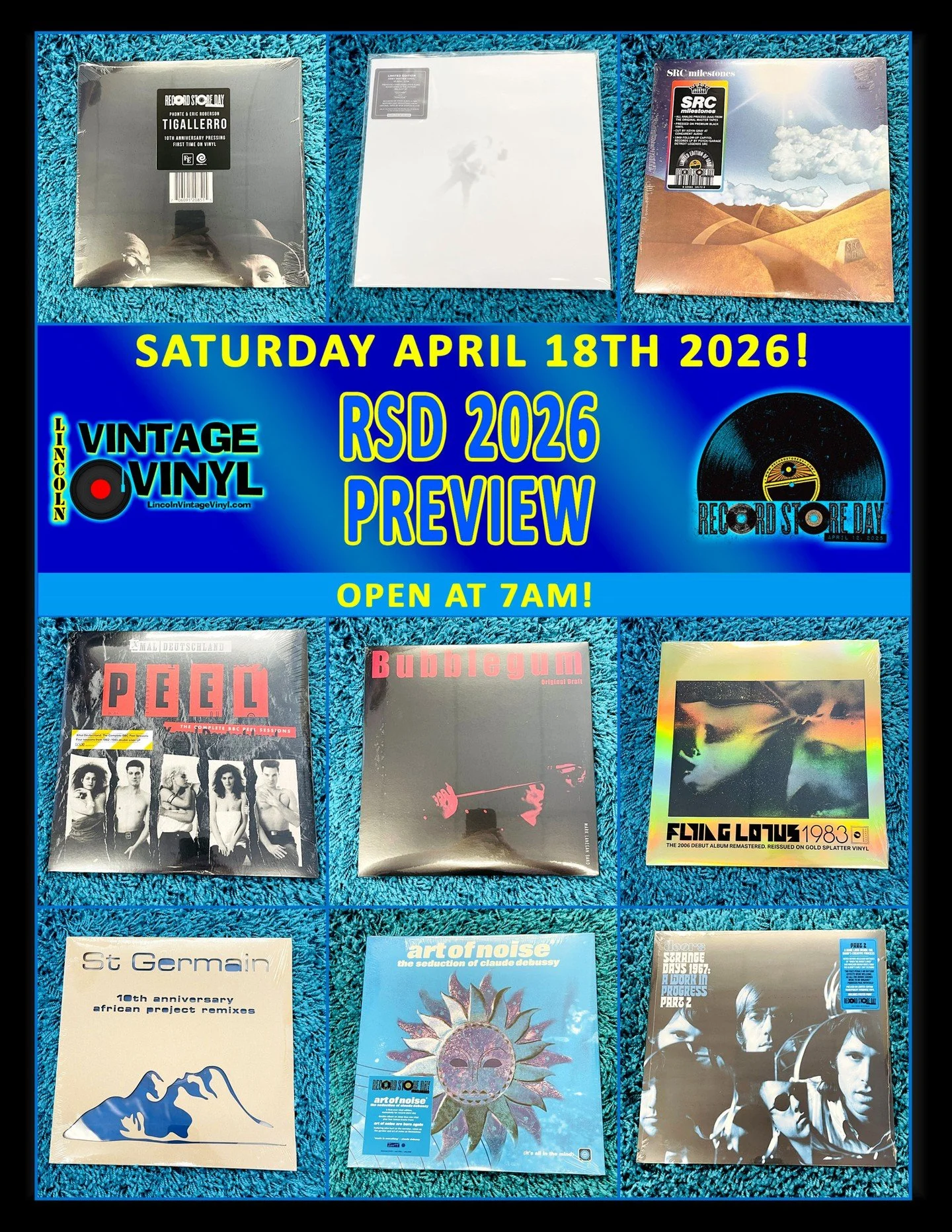 Record Store Day 2026 Photo Preview 17!  Record Store Day is This Saturday! -  April 18th - We Open at 7AM!  Shop Lincoln Vintage Vinyl FIRST for Lincoln's Largest Selection of RSD Titles!  In This Preview: Phonte &amp; Eric Robinson, Slint, SRC, XMa