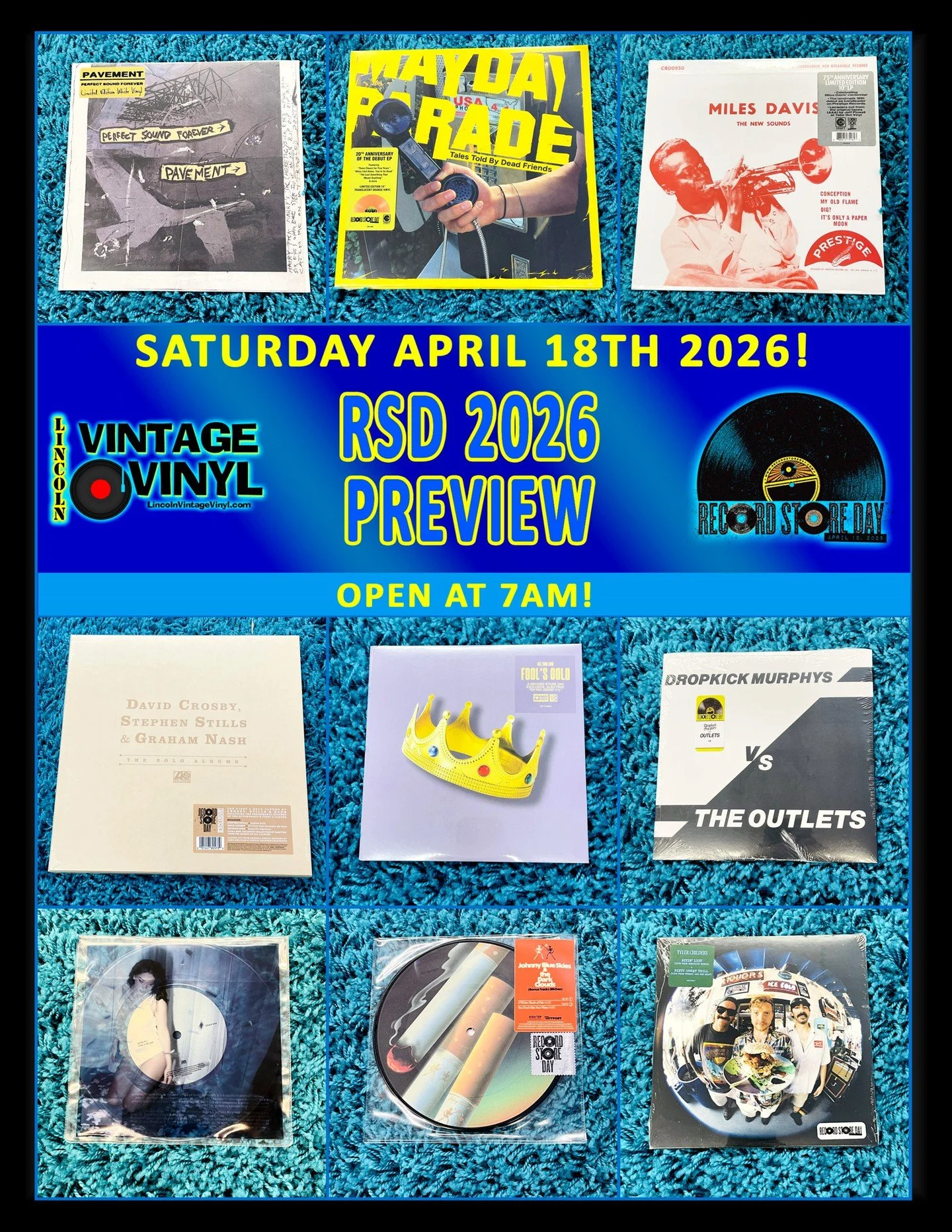 Record Store Day 2026 Photo Preview 26!  Record Store Day is This Saturday! -  April 18th - We Open at 7AM!  Shop Lincoln Vintage Vinyl FIRST for Lincoln's Largest Selection of RSD Titles!  In This Preview: 10" Records: Pavement, Mayday Parade, 