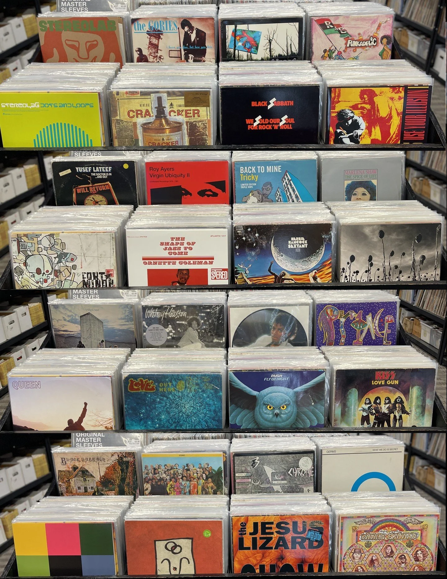 We have a ton of great new arrivals hitting the bins for your Memorial Day Record Shopping!  All these hit the bins when we open on Saturday!  Sorry No Holds!  Stereolab, The Gories, Jesus Lizard, Funkadelic, Cracker, Black Sabbath, GNR, Yusef Lateef