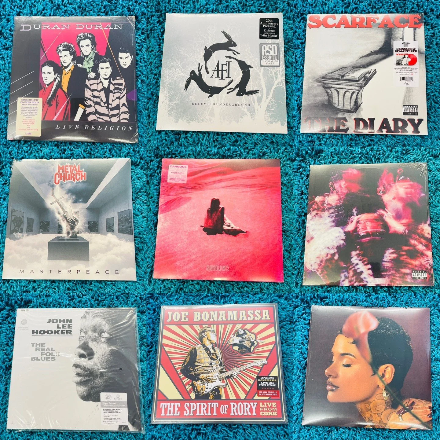 Friday New Vinyl Part 1 of 2!  Let us know which titles we can put on hold for you!
Duran Duran - Live Religion
AFI - DecemberUnderground - Ltd Transparent Smoke Vinyl
Scarface - The Diary - 2LP - Ltd Red Vinyl
Metal Church - Masterpeace
Cannons - Sh