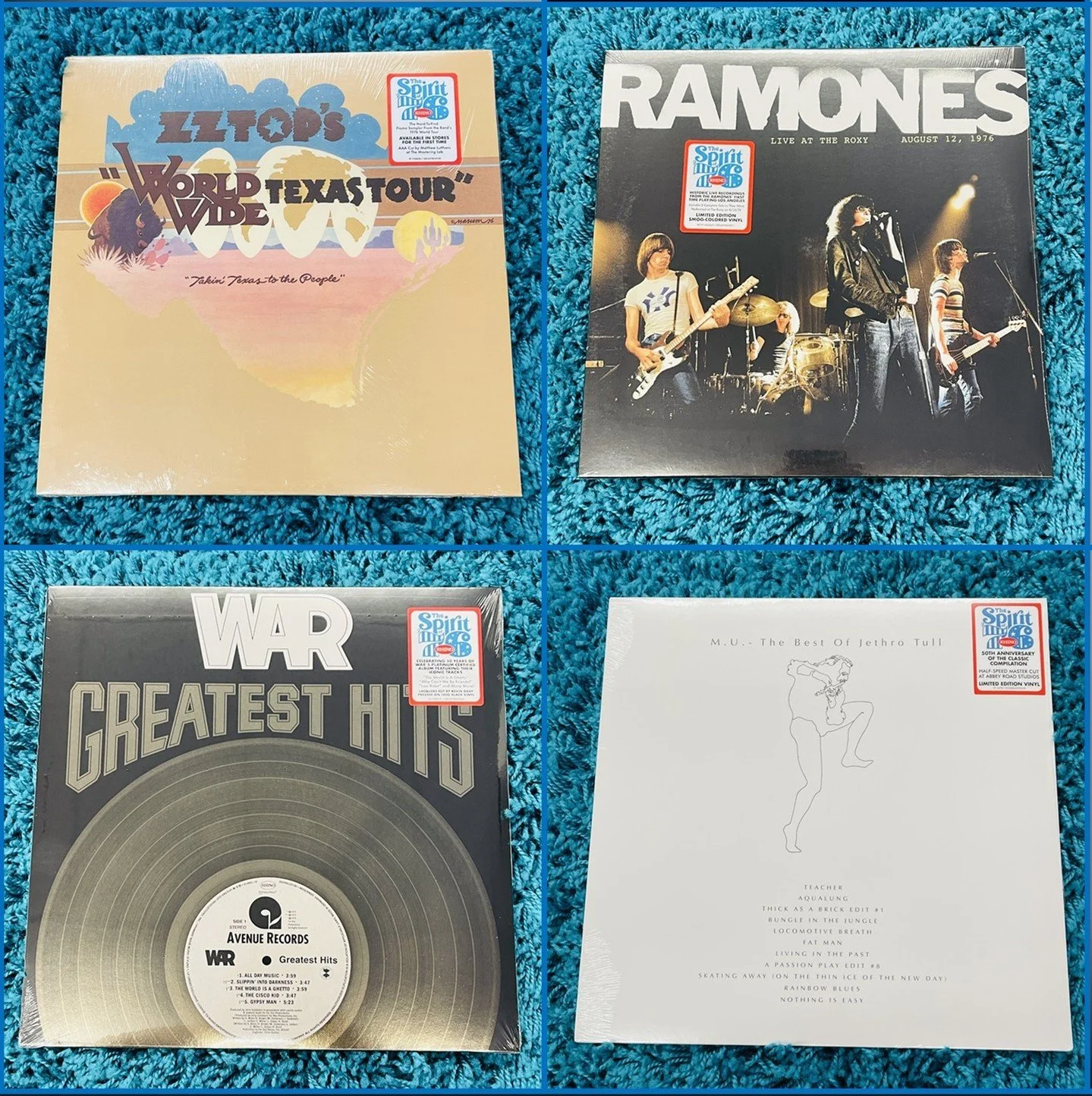 Rhino Spirit Of 76 - New Releases - Pick Them Up Tomorrow, Friday 7/31!  Comment below or message us to have us save any of these titles for you!  Post 3 of 3!
ZZ Top - World Wide Texas Tour
Ramones - Live At The Roxy 1976
War - Greatest Hits
Jethro 