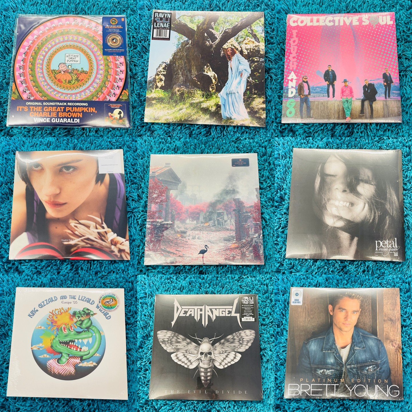 New Releases out tomorrow, Friday 8/7!  Vince Guaraldi - Great Pumpkin Zoetrope Picture Disc, Ravyn, Collective Soul, Gracie Abrams, Sleep Token, Ariana Grande, King Gizzard, Deth Angel, Brett Young.  Message us or comment below if you would like to 