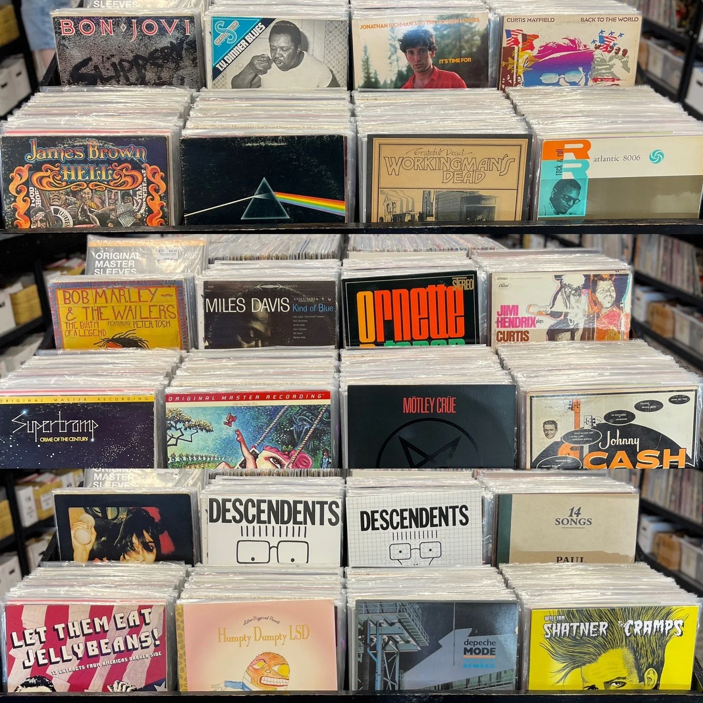 Used New Arrivals Hitting the Bins on Saturday!  Bon Jovi, Magic Slim, Jonathan Richman &amp; The Modern Lovers, Curtis Mayfield, James Brown, Pink Floyd, Grateful Dead, Ray Charles (Japan Import), Bob Marley, Miles Davis, Ornette Coleman, Jimi Hendr
