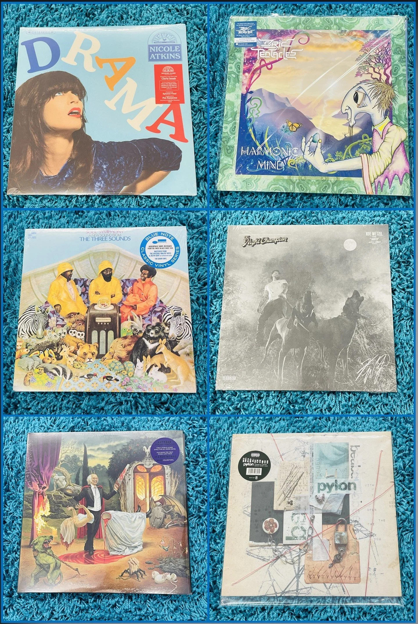 A few more new arrivals coming out tomorrow 9/18!  Part 3 of 3!

Nicole Atkins - Drama - Splatter Vinyl
Ozric Tentacals - Harmonic Mind - Blue Vinyl
The Three Sounds - Soul Symphony - Blue Note Classic Series
Koe Wetzel - The Night Champion
Anthrax -