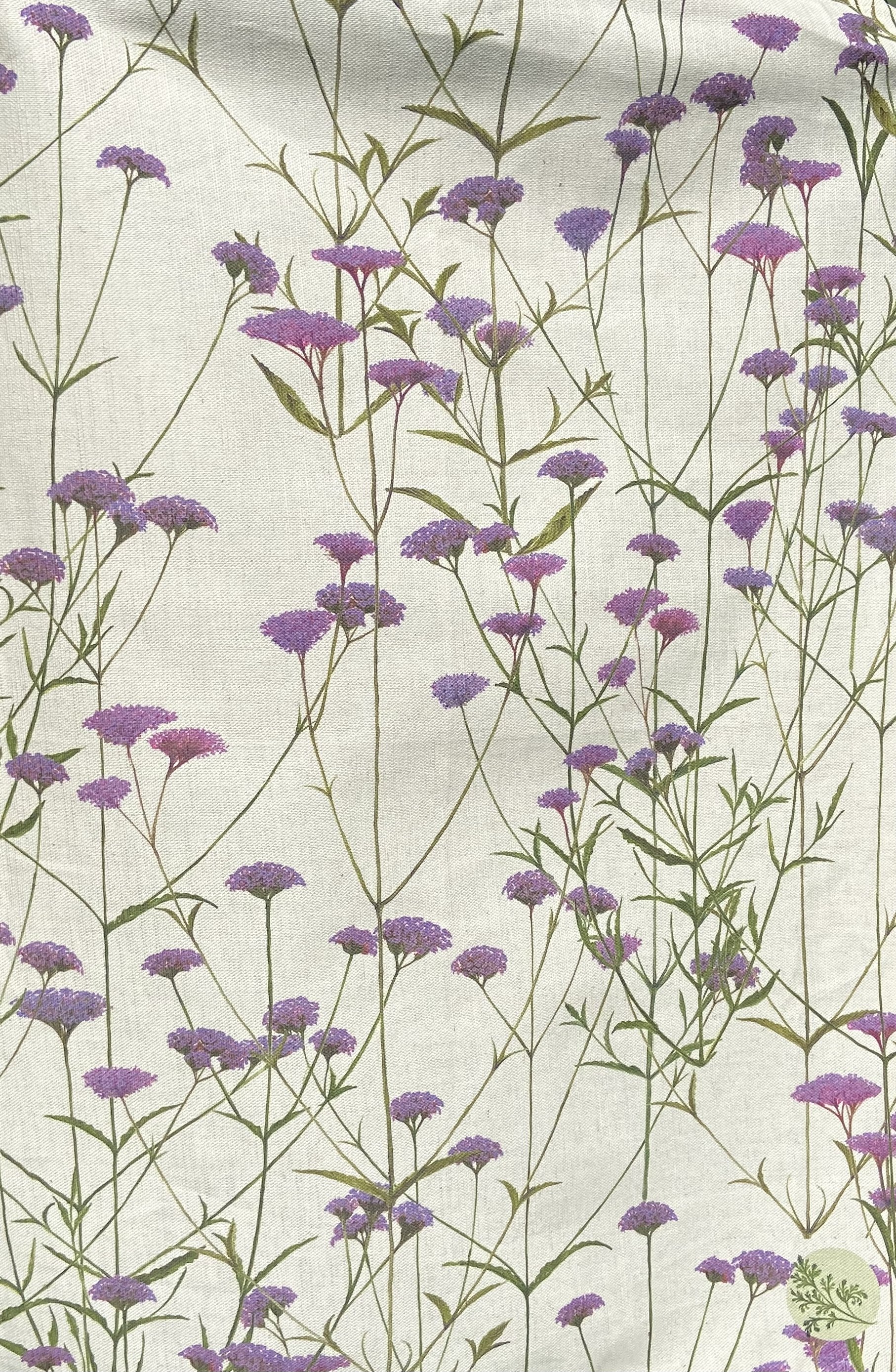 Verbena cottage garden design floral tea towel