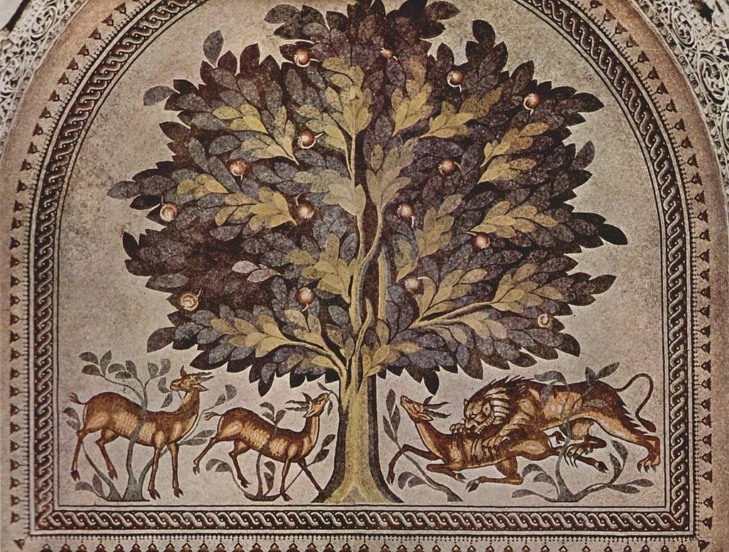 Mosaic depicting nature, from the 7th century, Jerico