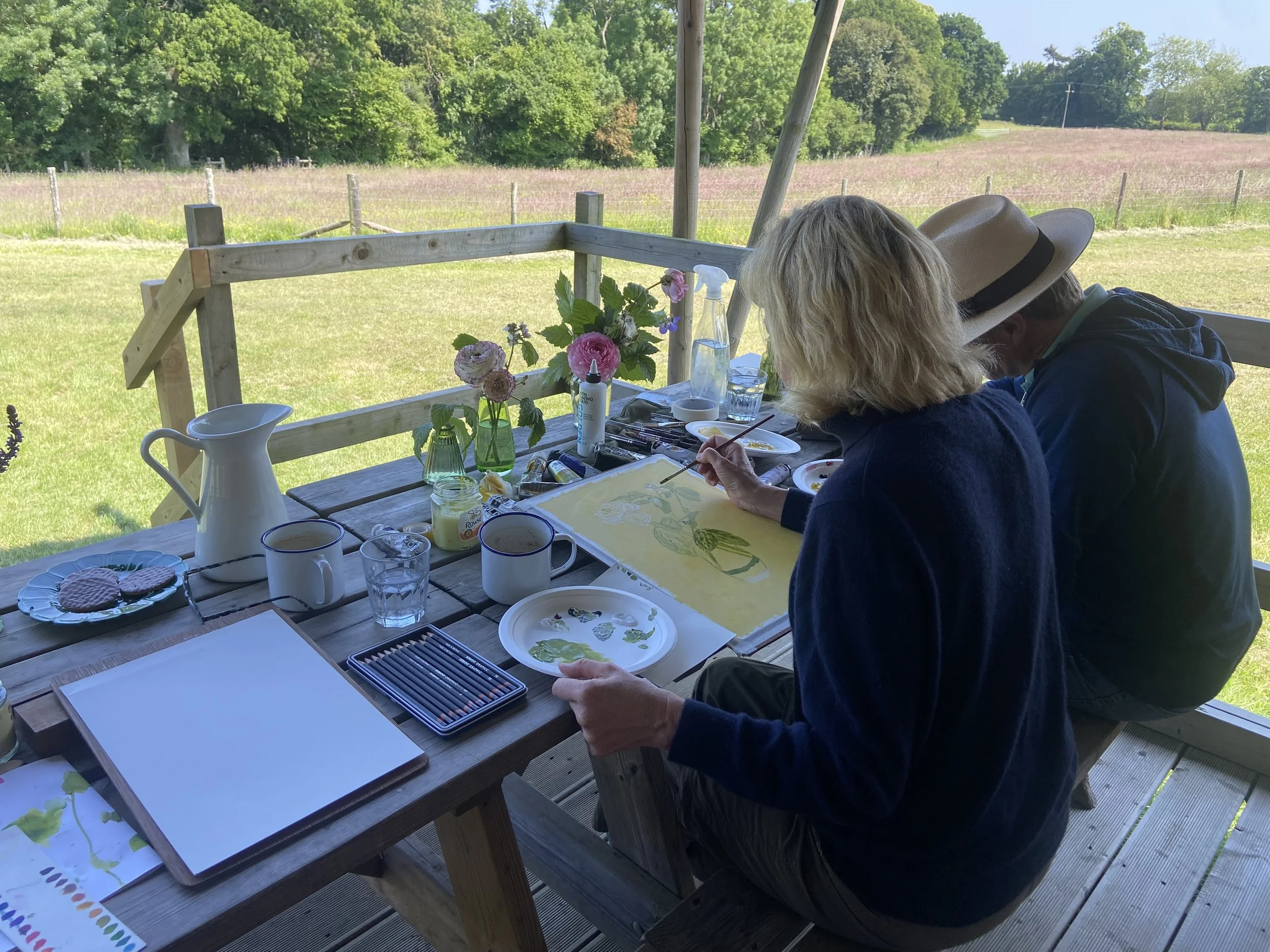 Art safari staying in the gorgeous Gambledown Farm glamping tents