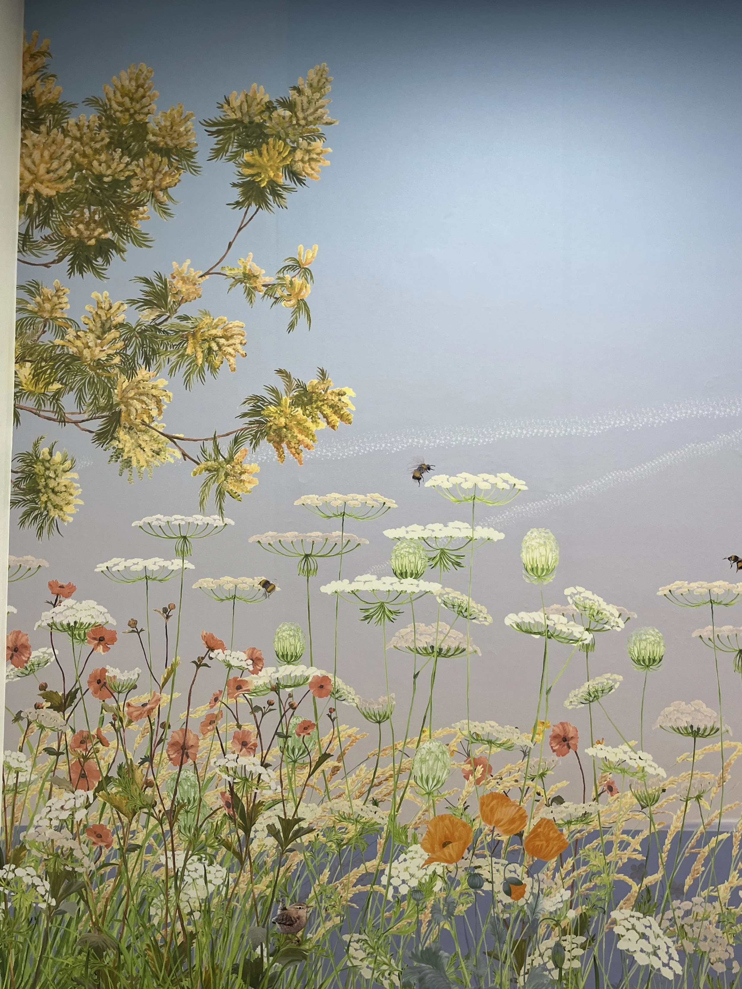 Creating a botanical mural for a public setting