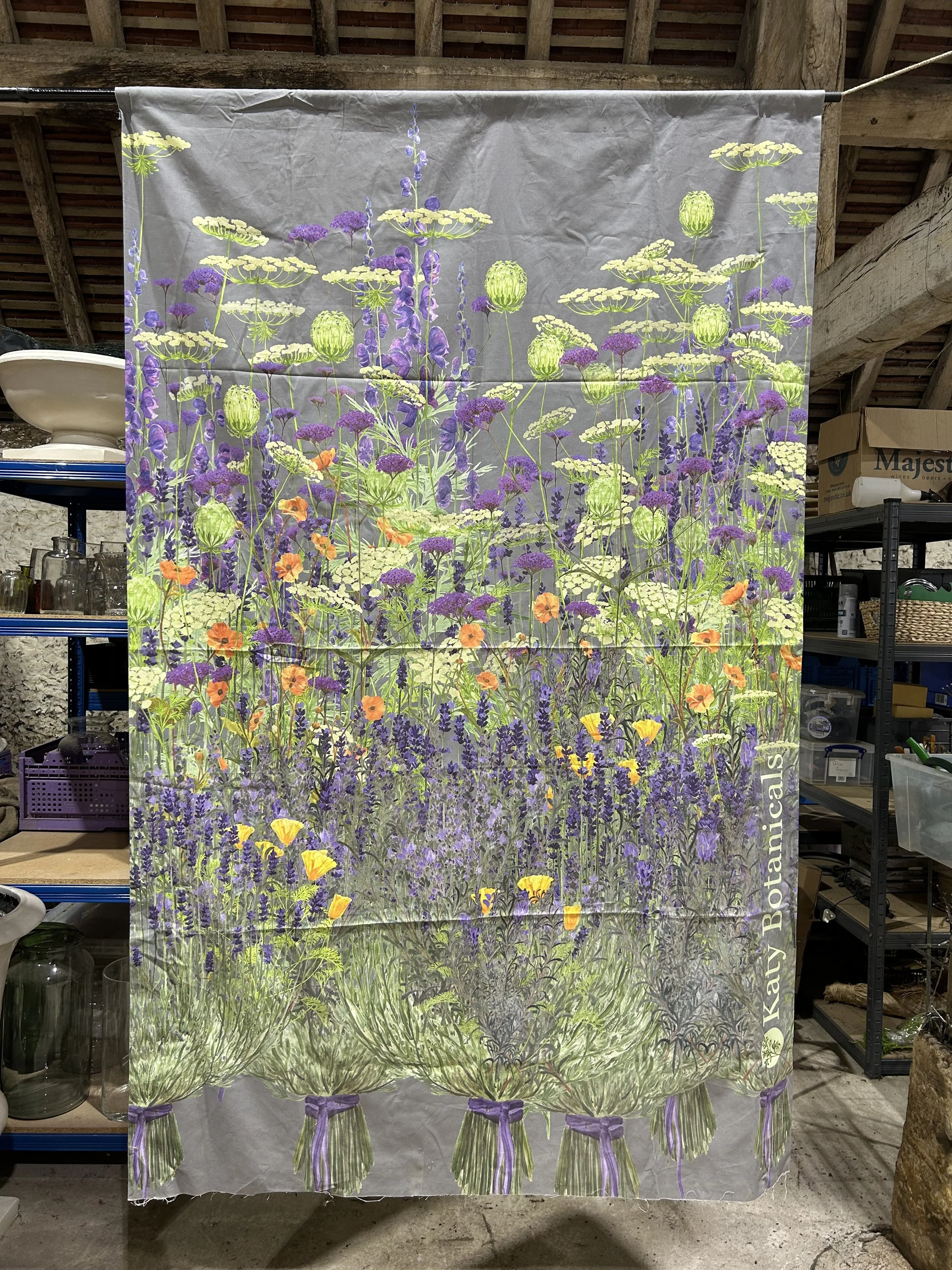 Katy Botanicals lavender floral flag or wall hanging