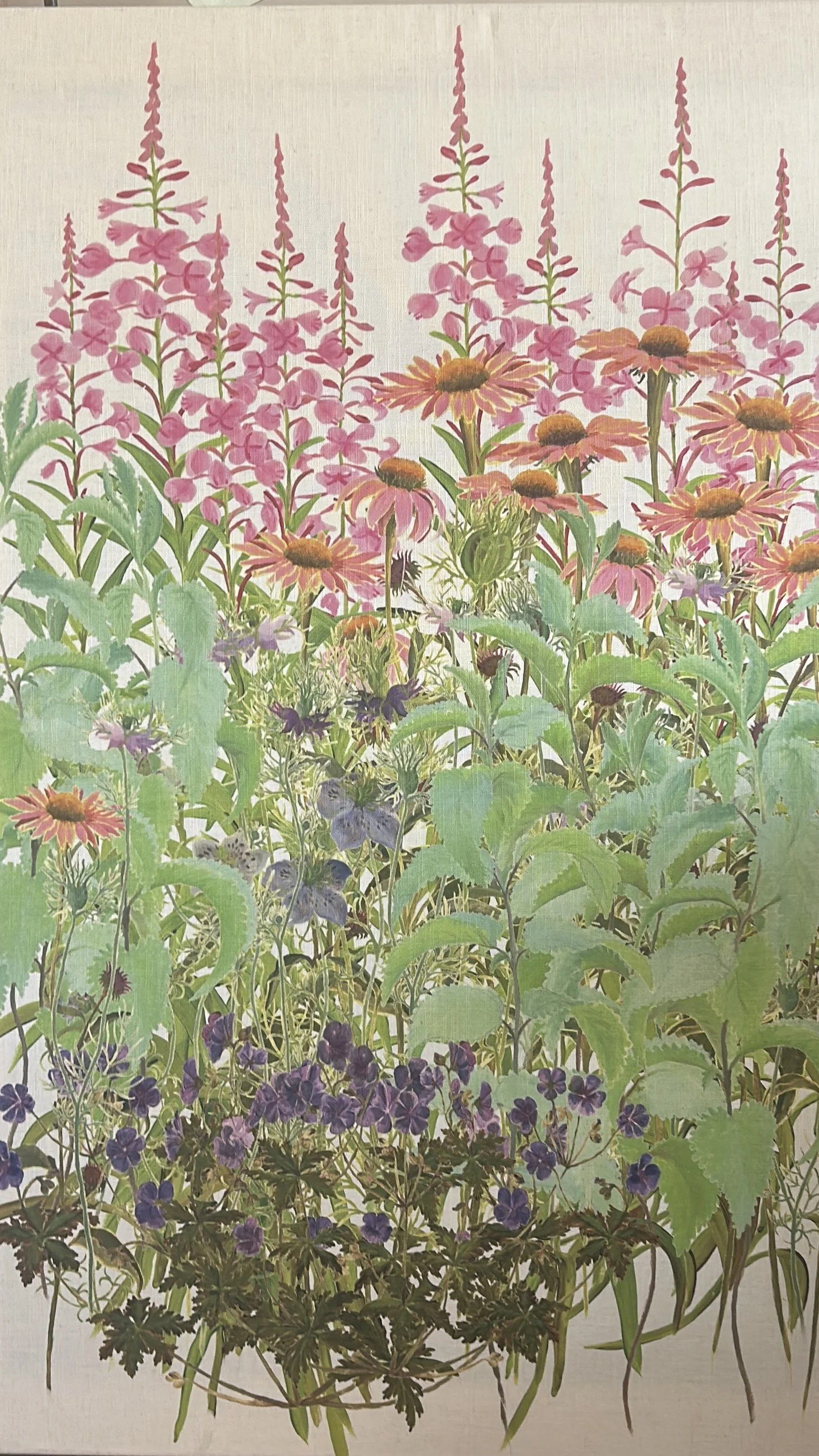 Echinacea print on linen