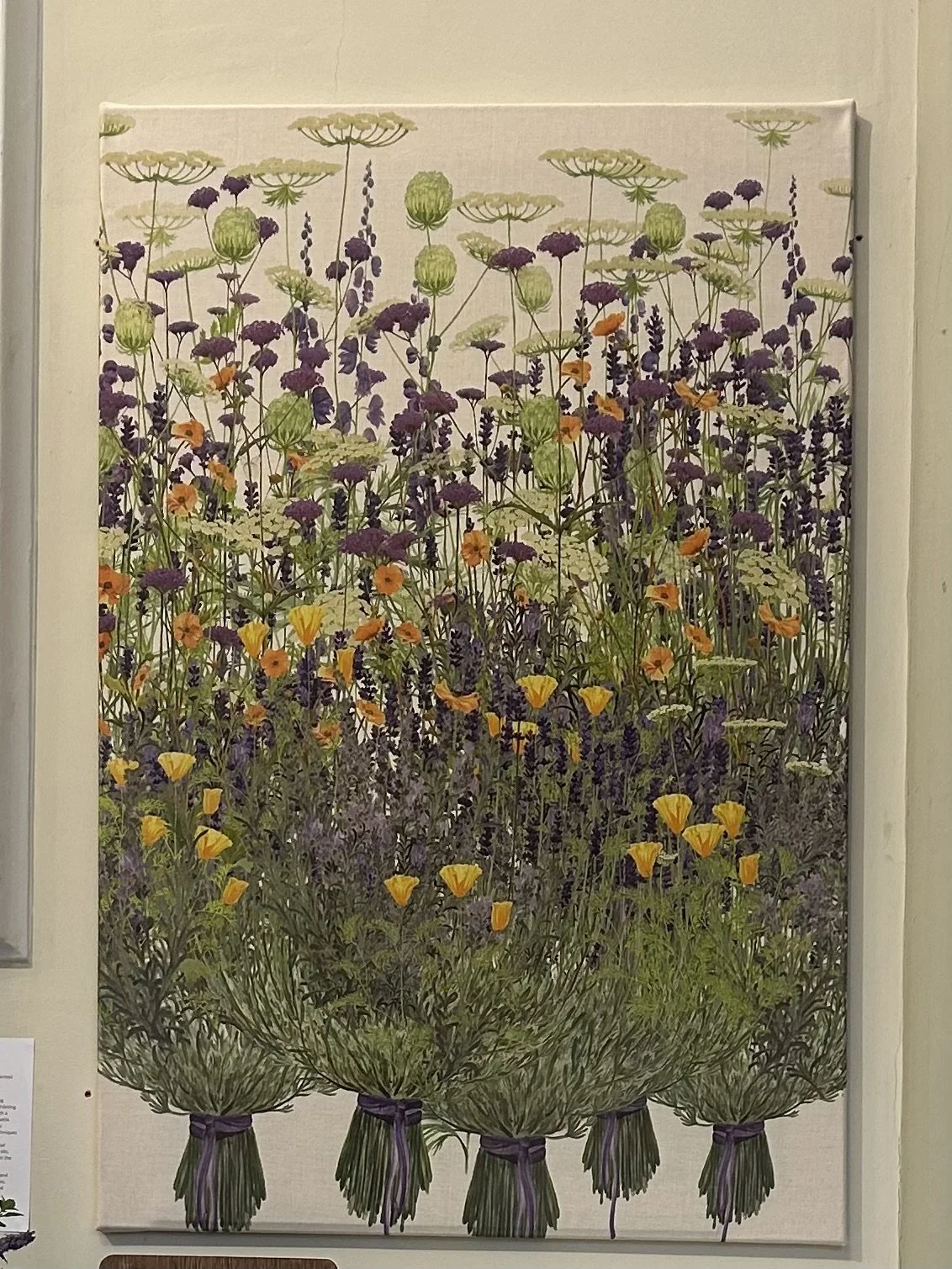 High Summer print on linen, being exhibited at Winchester Garden Festival