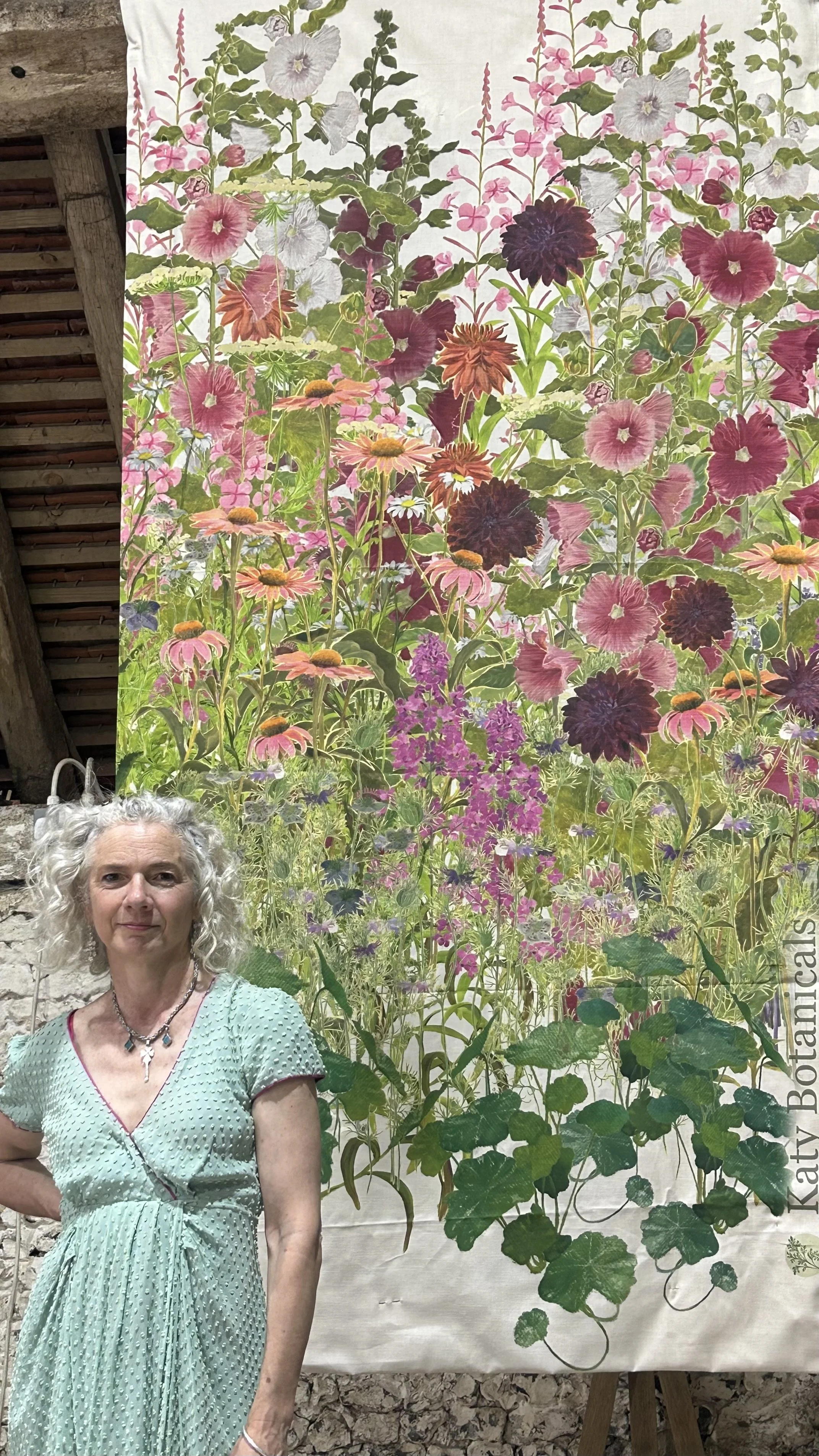 Summer's End hand painted linen flag