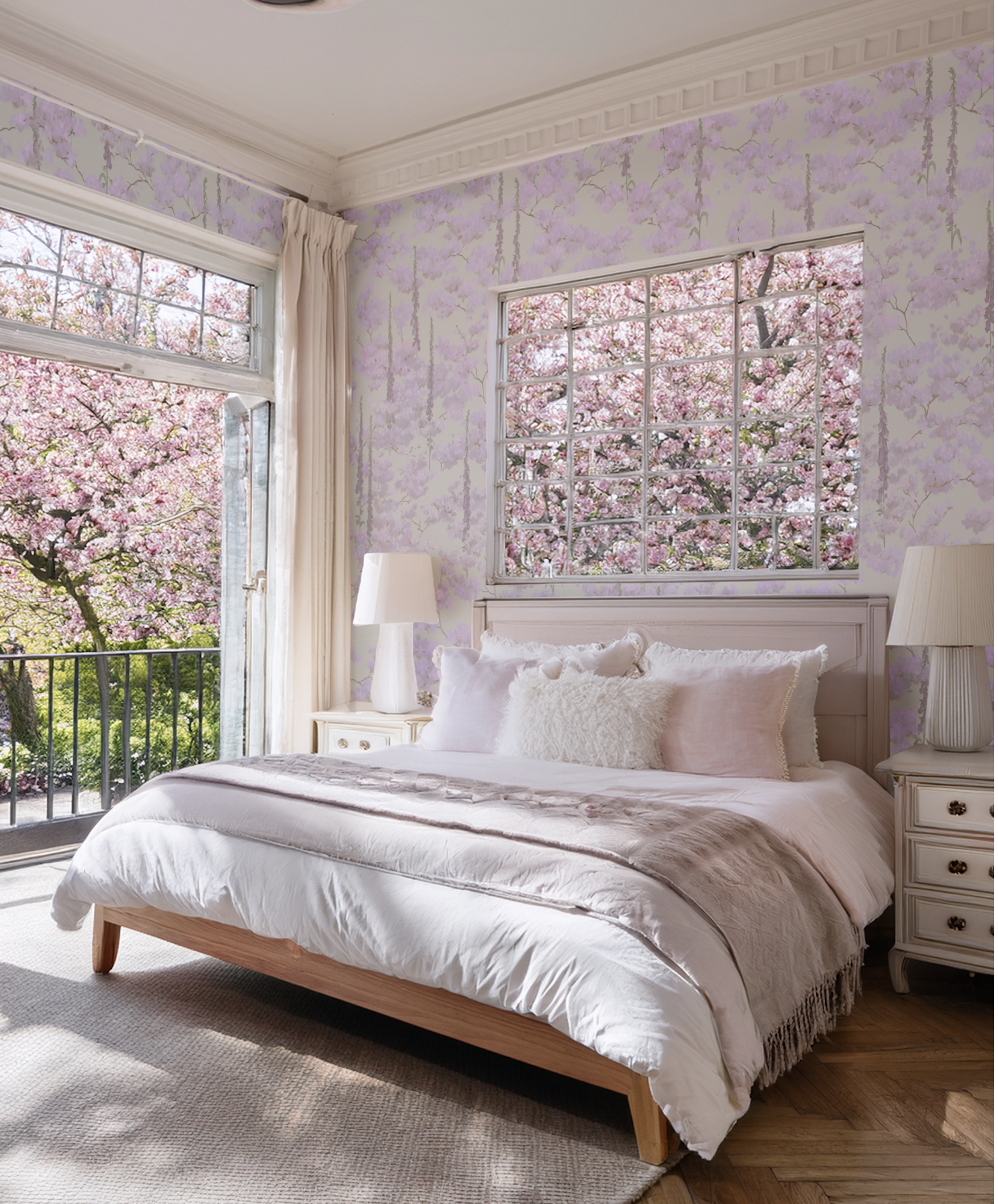 Sakura cherry blossom floral wallpaper with mist background