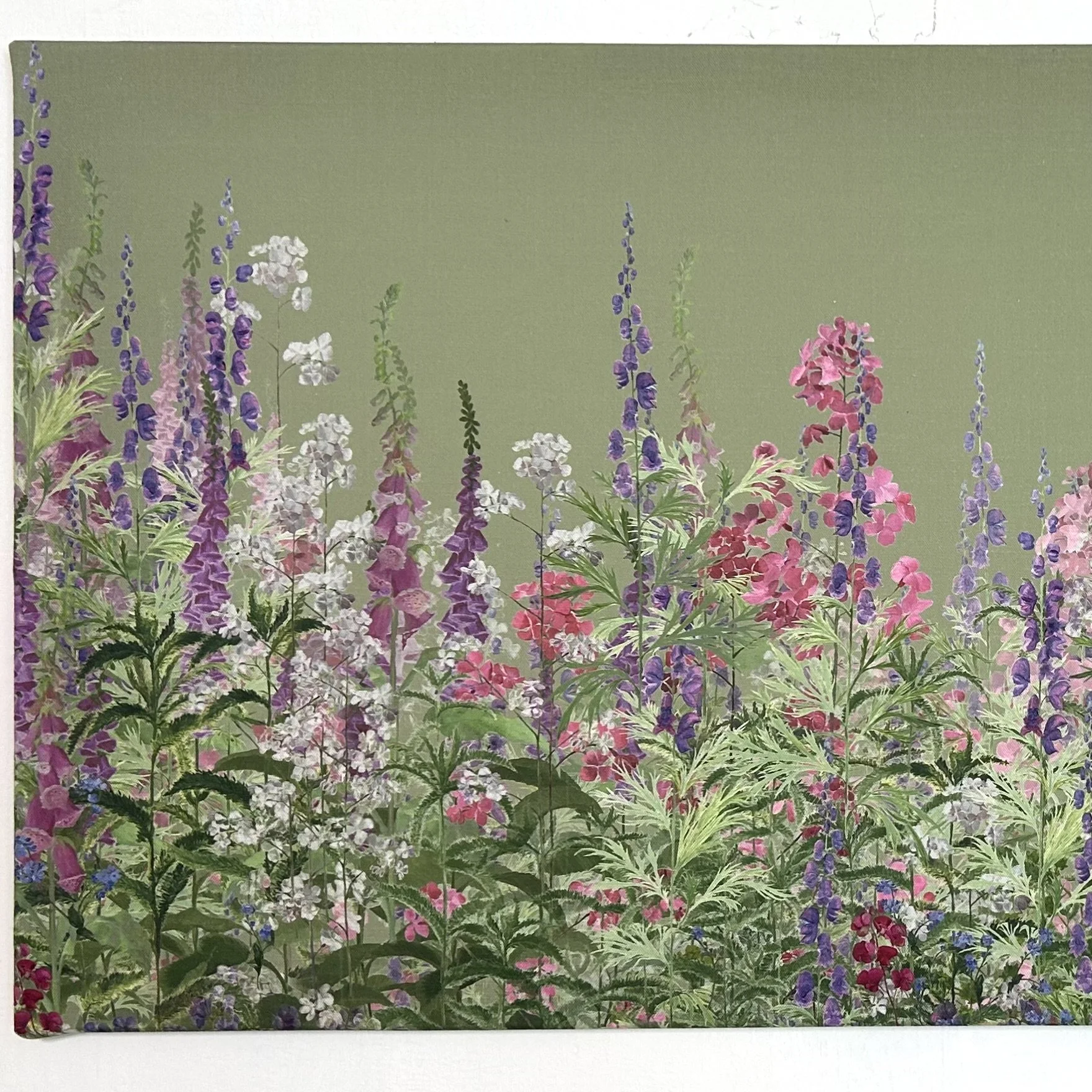 Green Meadow botanical print on linen
