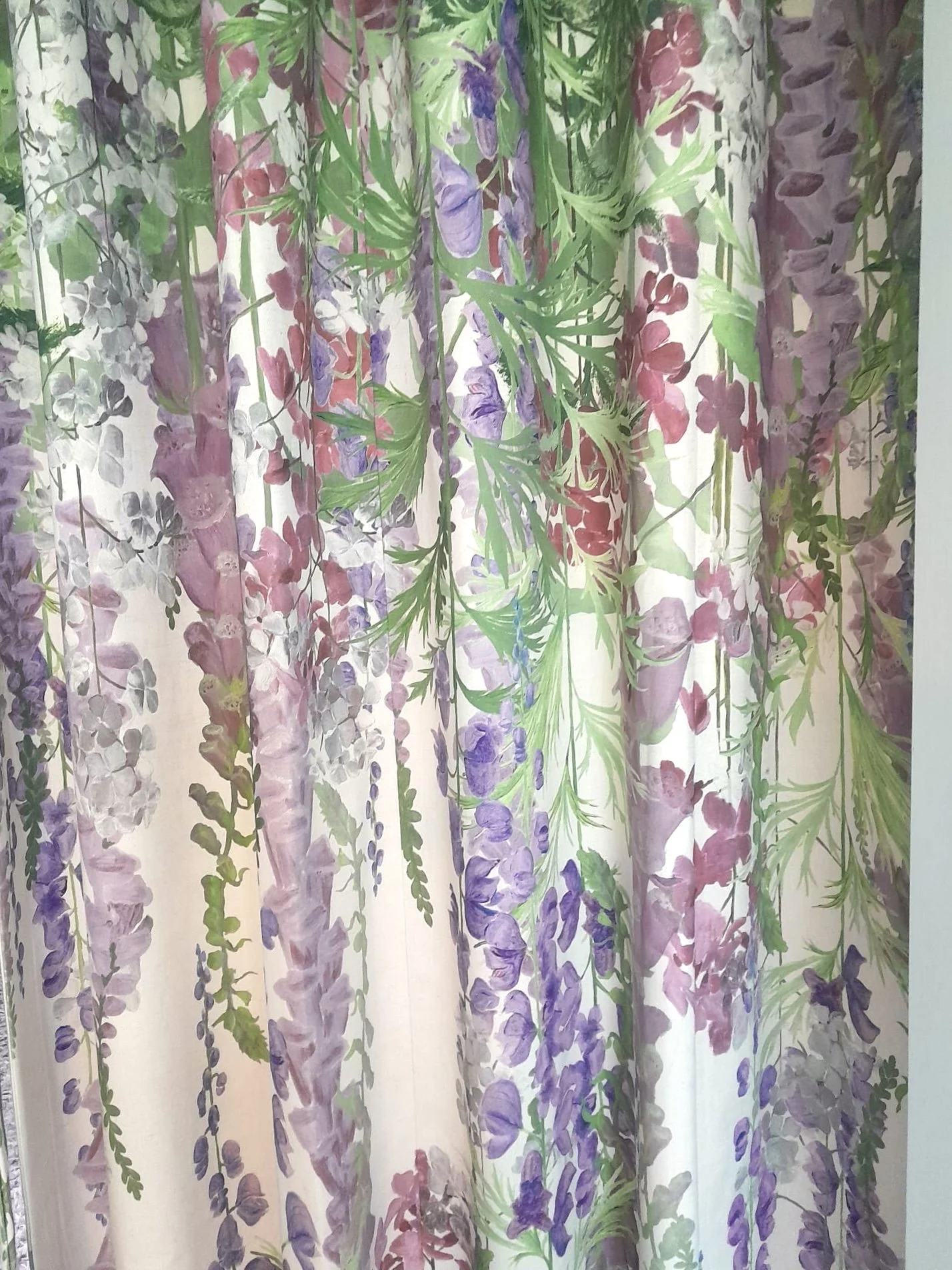 Close up of foxglove fabric designed by Katy McIntyre Brown for Horatio's Garden RHS Chelsea flower Show