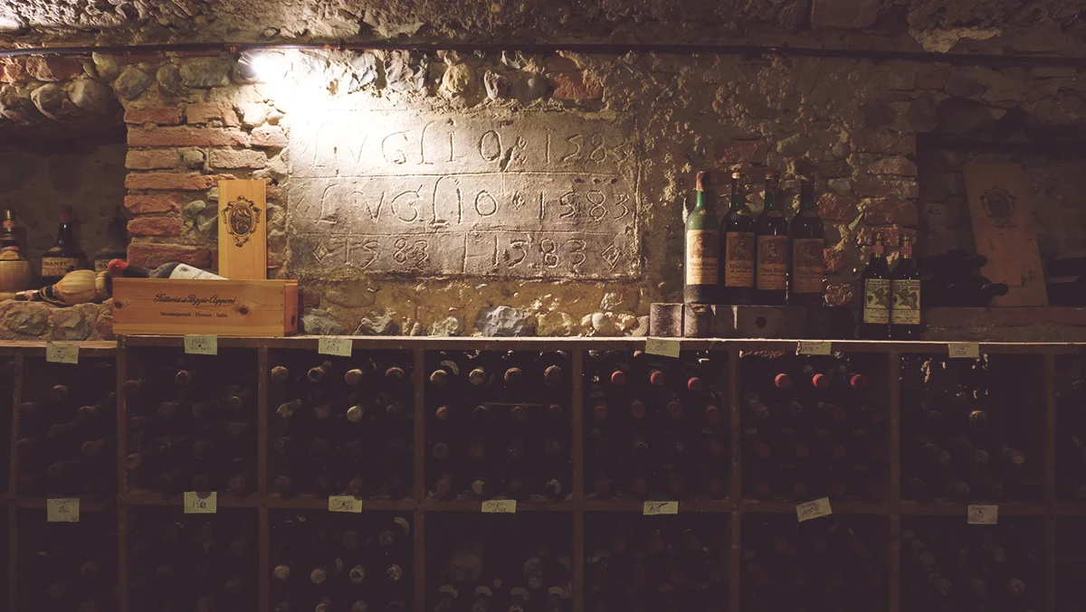 La stanza archivio dei vini
