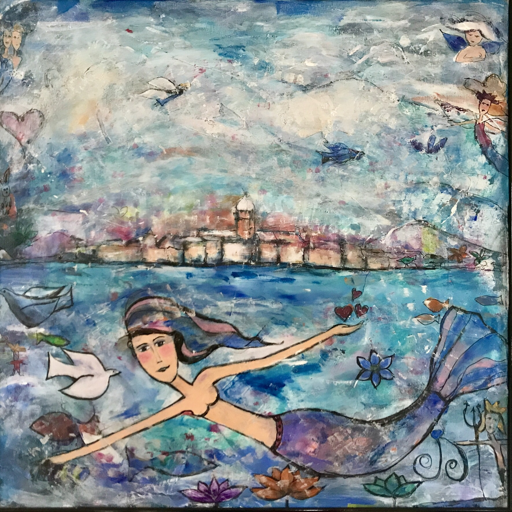 Sjöjungfrun är tillbaka 50x50 cm