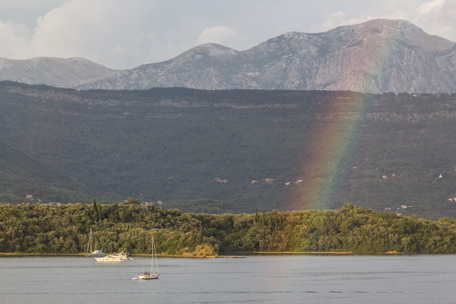 Rainbow over Sveti Marko island and Vrmac mountain