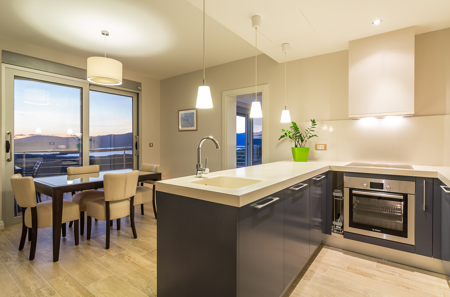 Kitchen and Dining area in one of the apartments