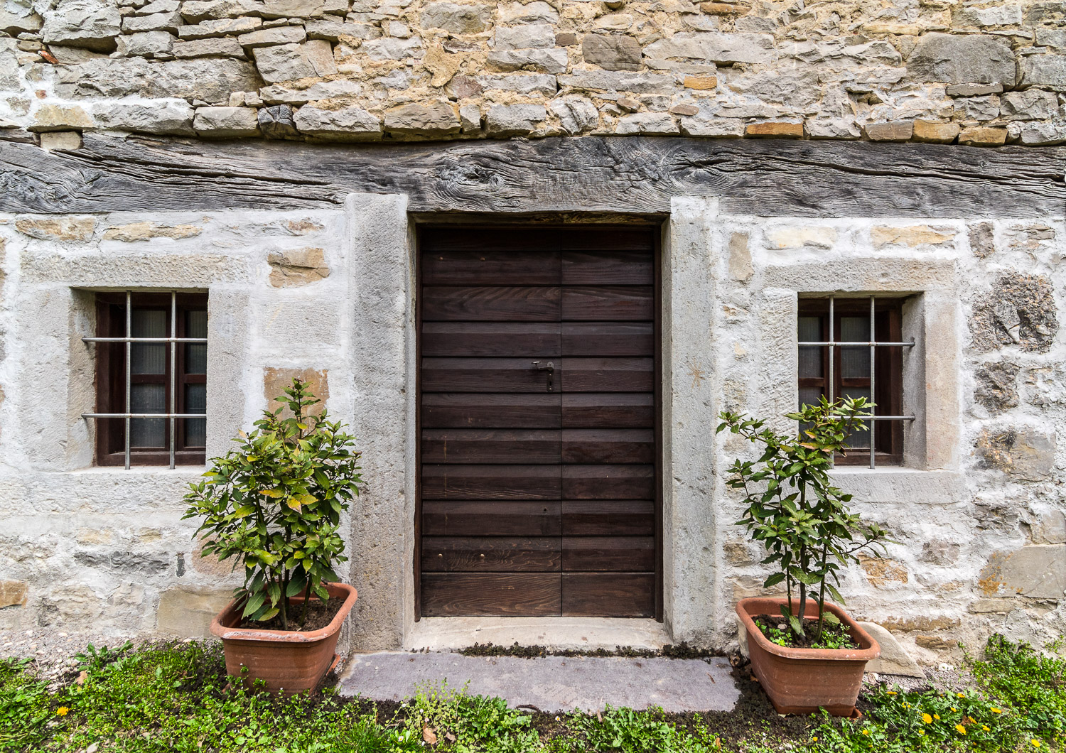 Facade of traditional house in the village Kotli, Istria
