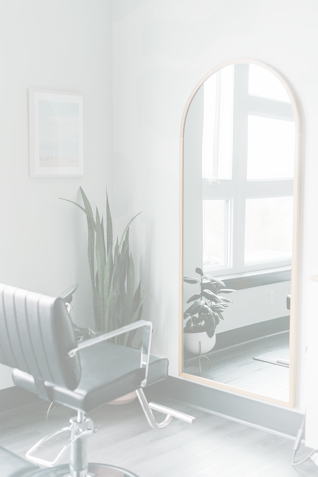 Styling station inside a calm, private hair studio in Carmel, IN.