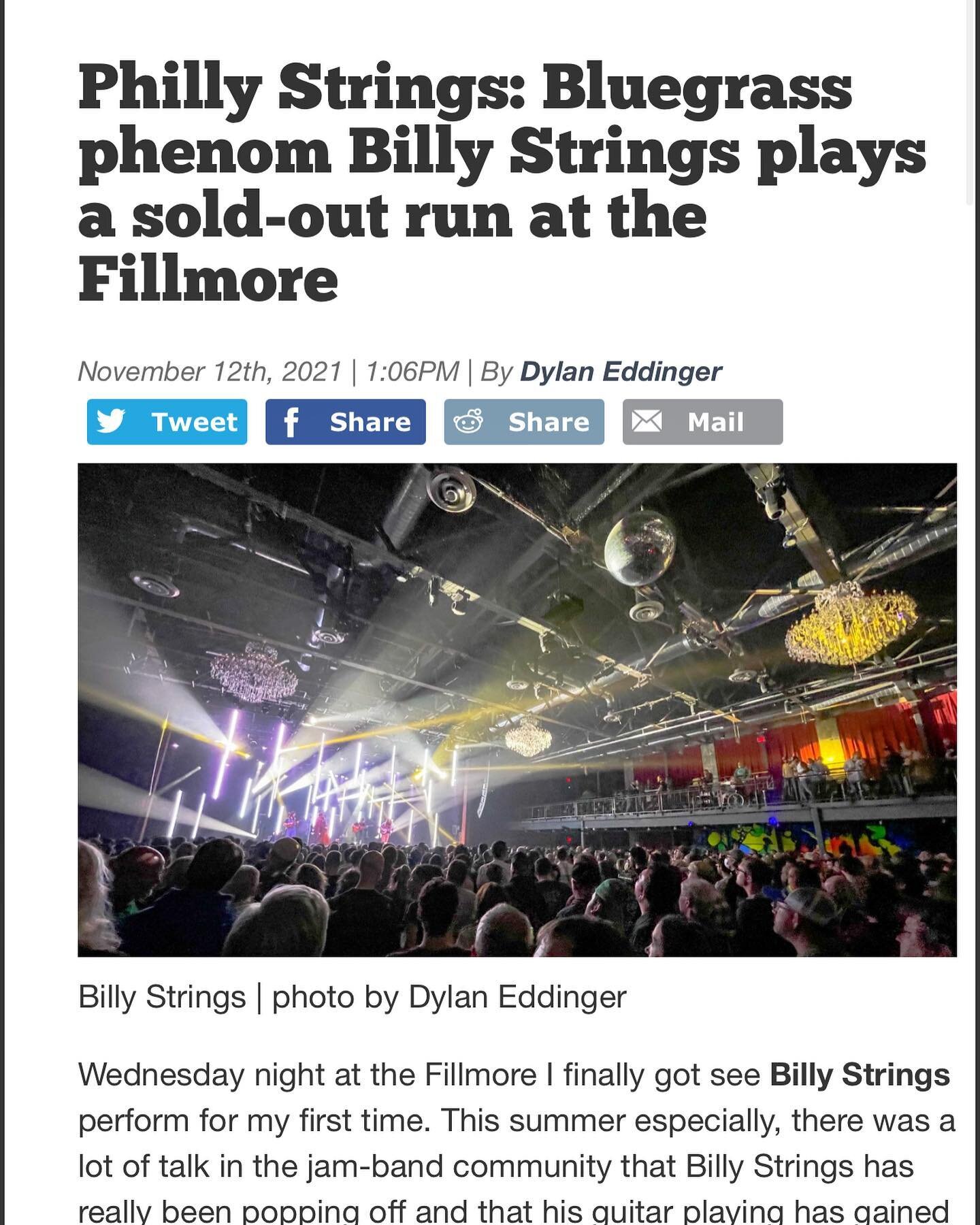 @billystrings night one at @fillmorephilly up in @wxpnfm the key! Check it out in the link in bio #billystrings #philly #bluegrass #phish #gratefuldead