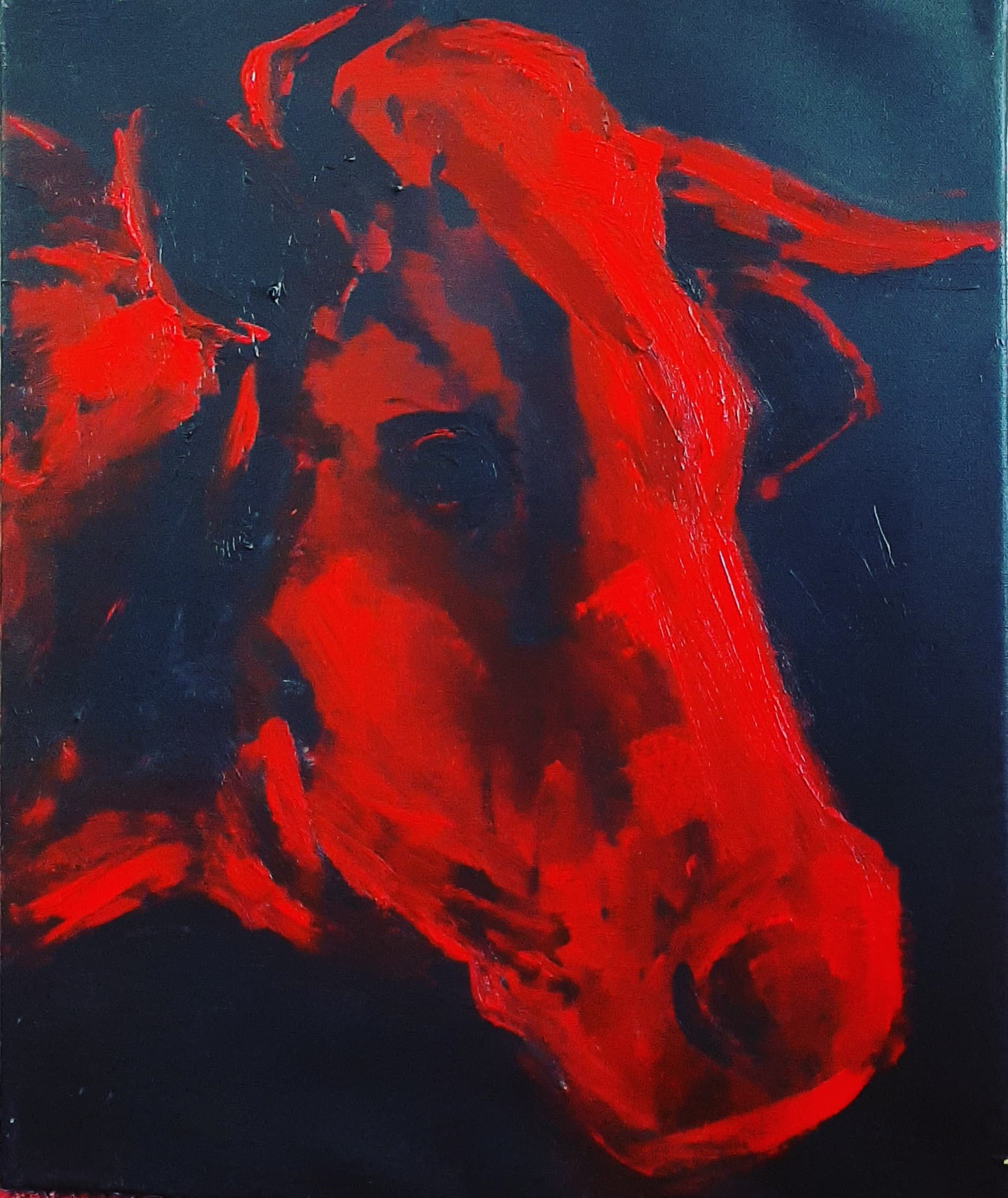 Red on black. Oil on canvas. 46 x 38