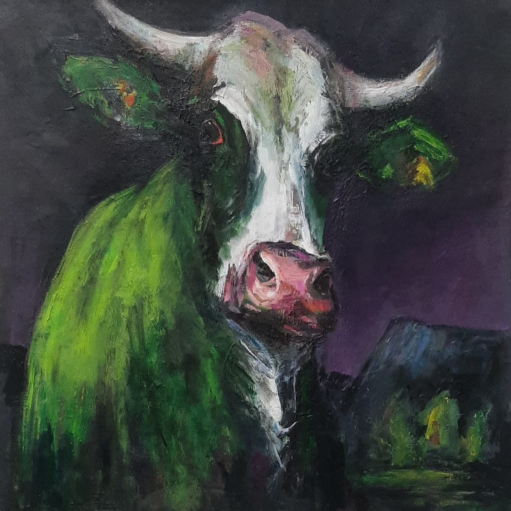 The green mountain. Oil on canvas. 85 x 85