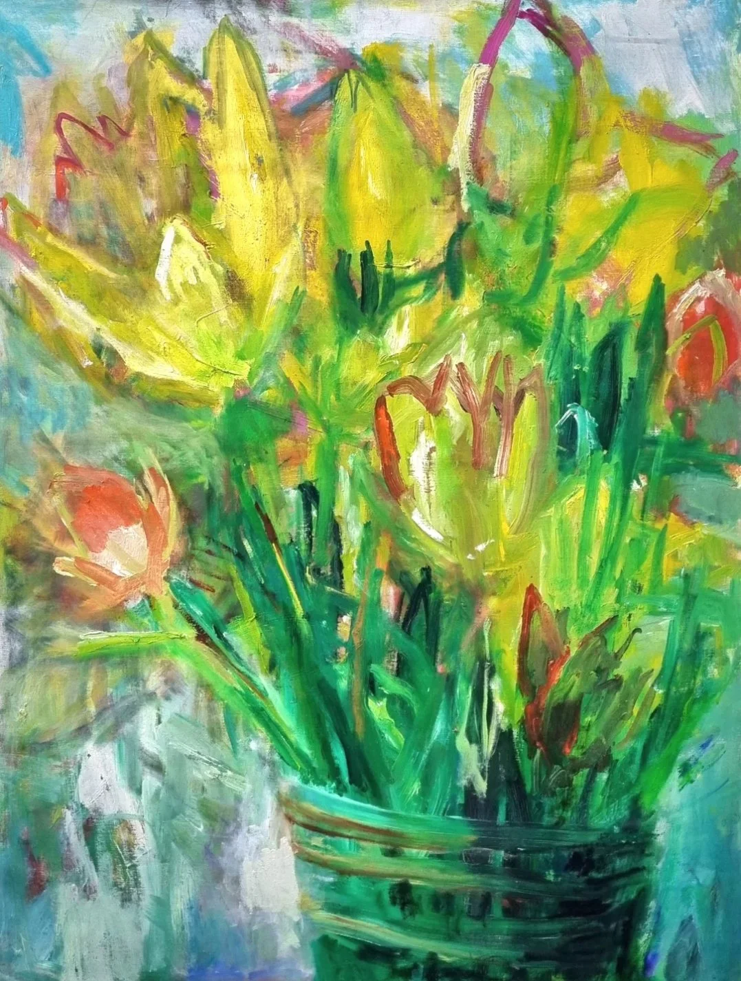Tulips. Huile. 90 x 140