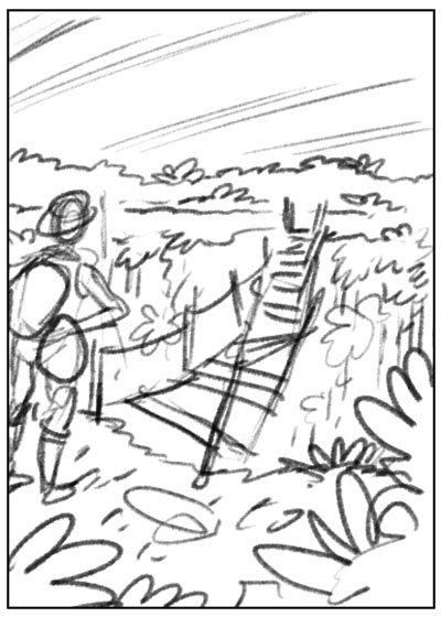 The Lost Expedition card art early sketch work