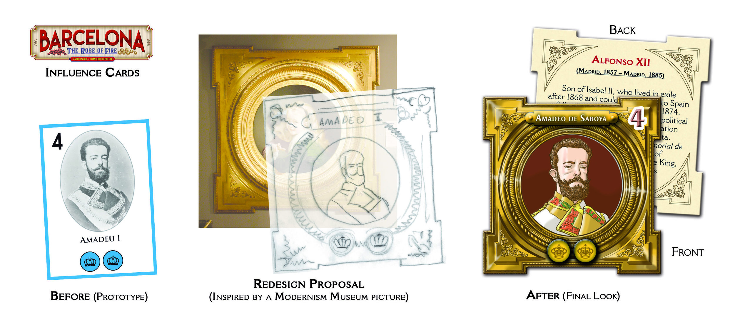 Barcelona: The Rose of Fire card illustration and design process