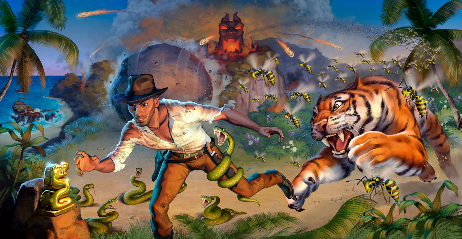 Fireball Island - The Last Adventurer and Crouching Tiger, Hidden Bees Expansions complete box art