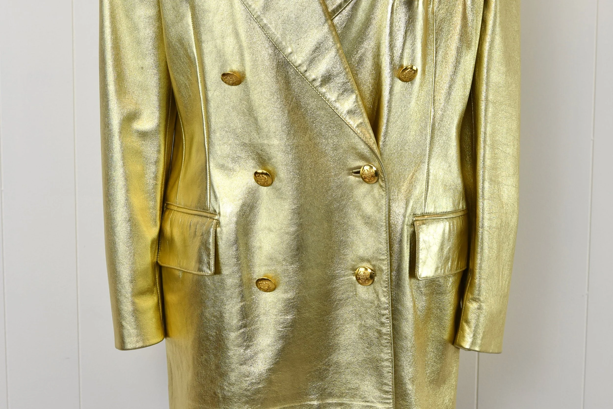 1990s Escada Metallic Gold Leather Blazer Jacket — Canned Ham Vintage