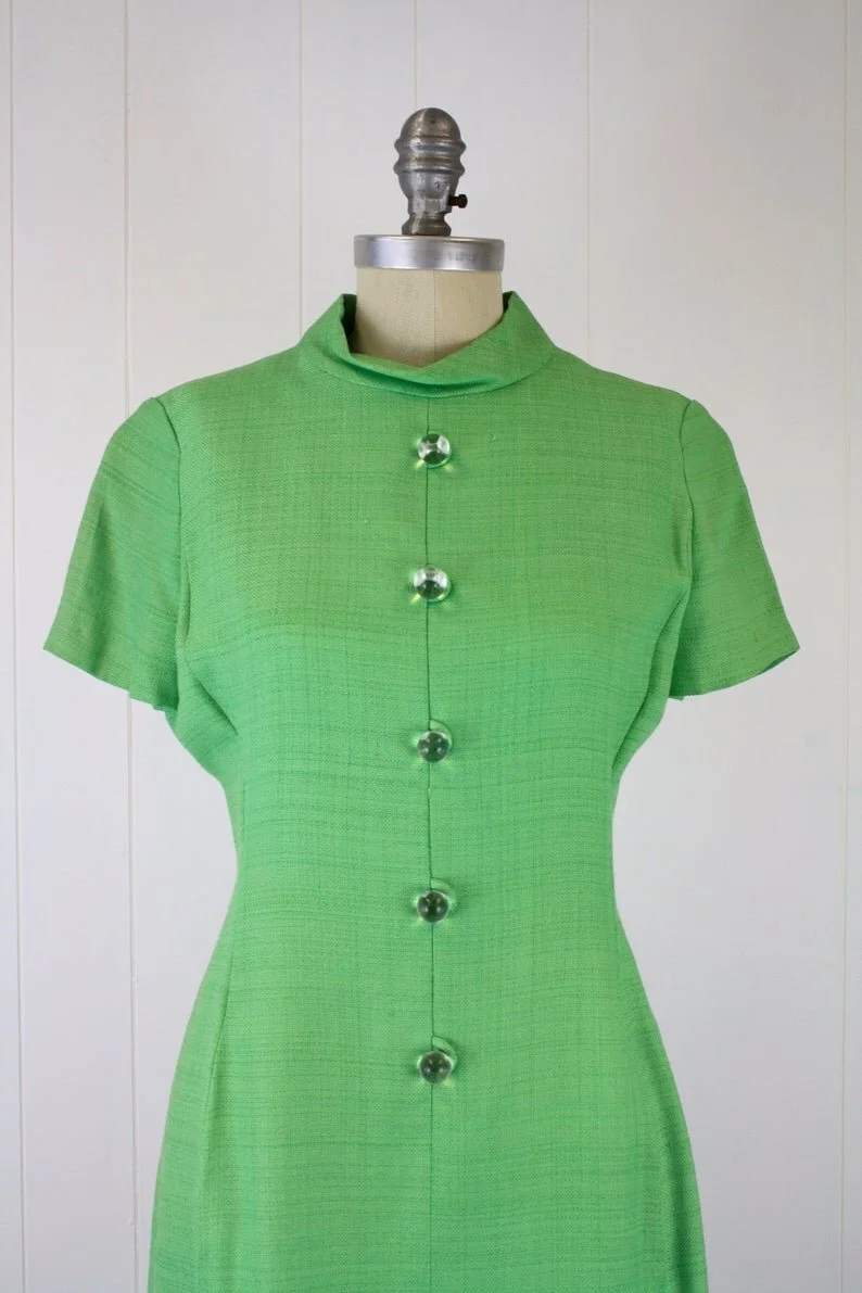 green prom dress with flowers 1960s Green Pendleton Wool Dress – That One Vintage Shop main image 1