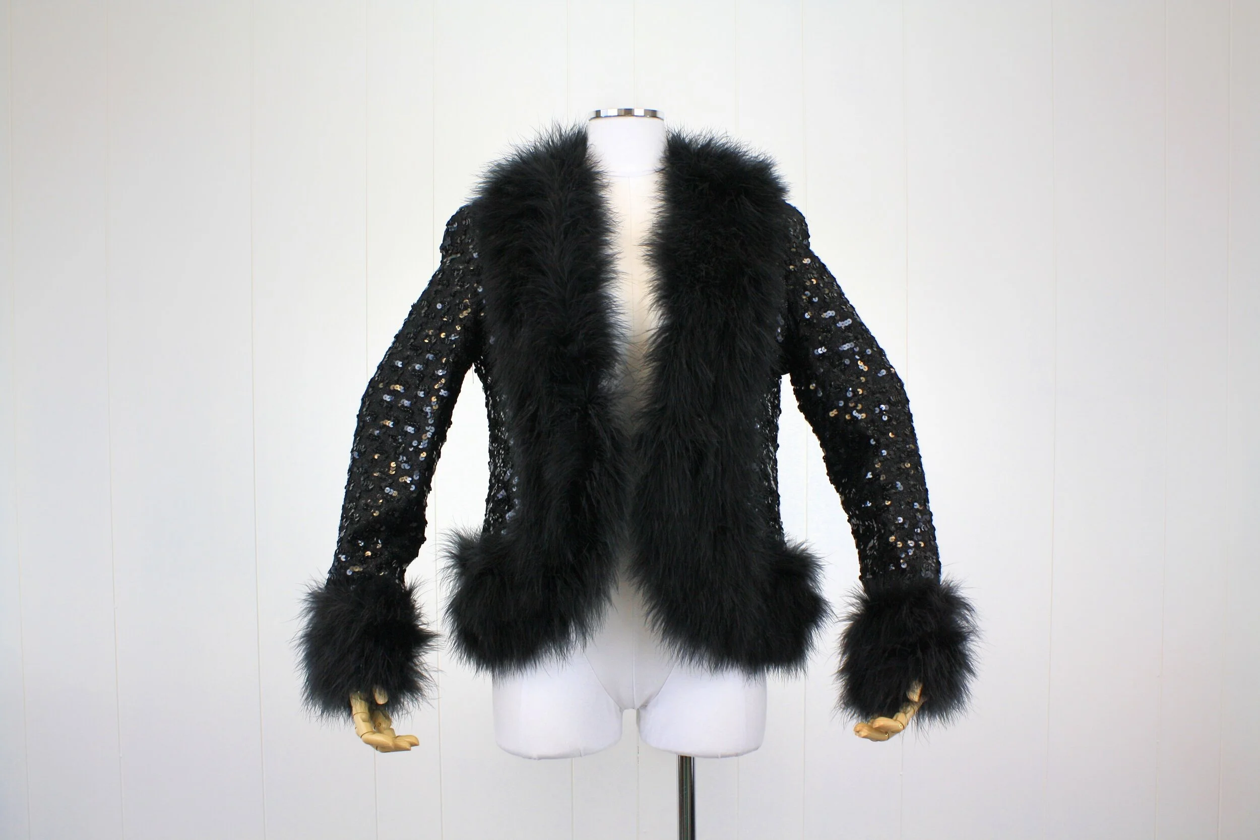 black feather jacket