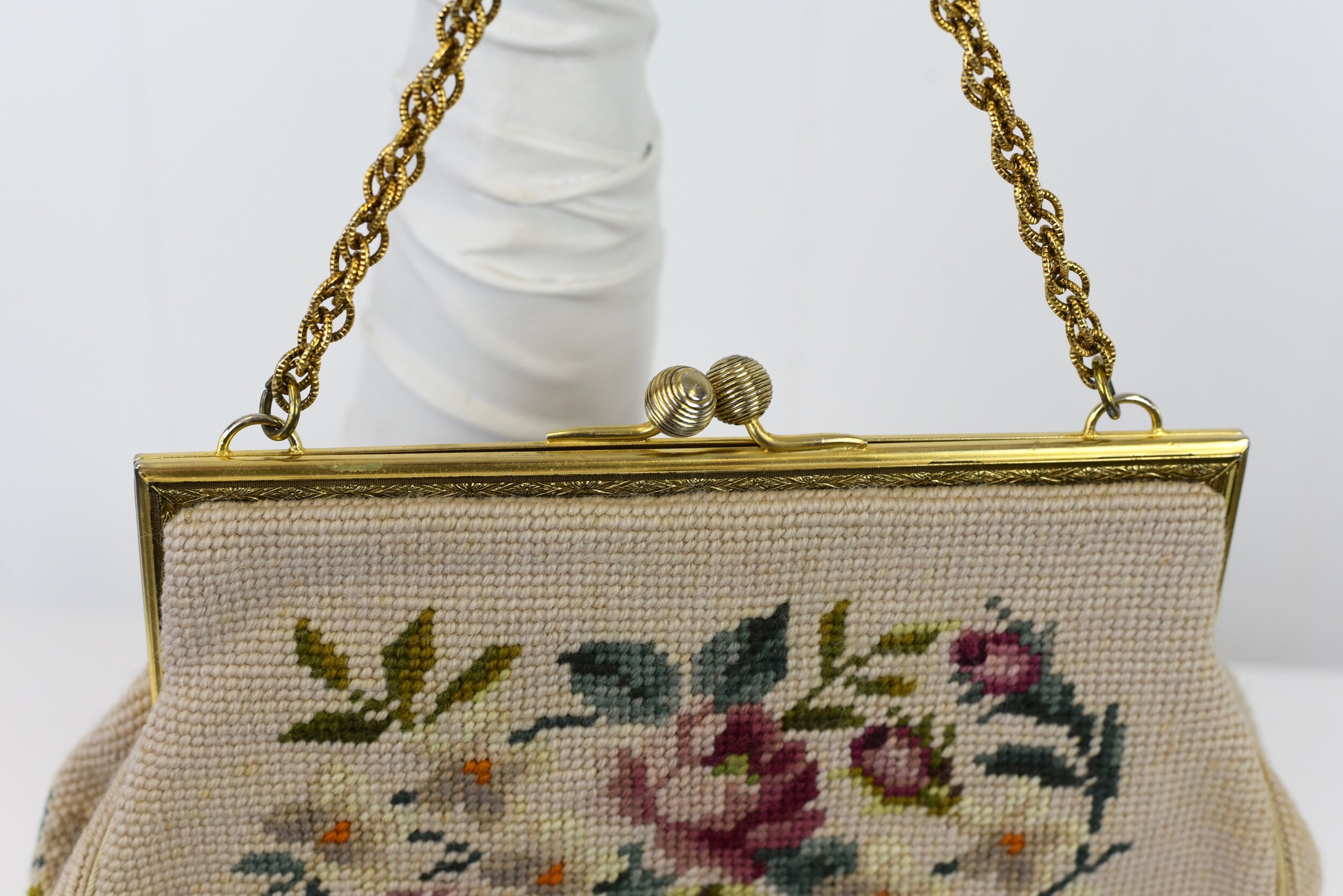 1950s Floral Needlepoint Handbag — Canned Ham Vintage
