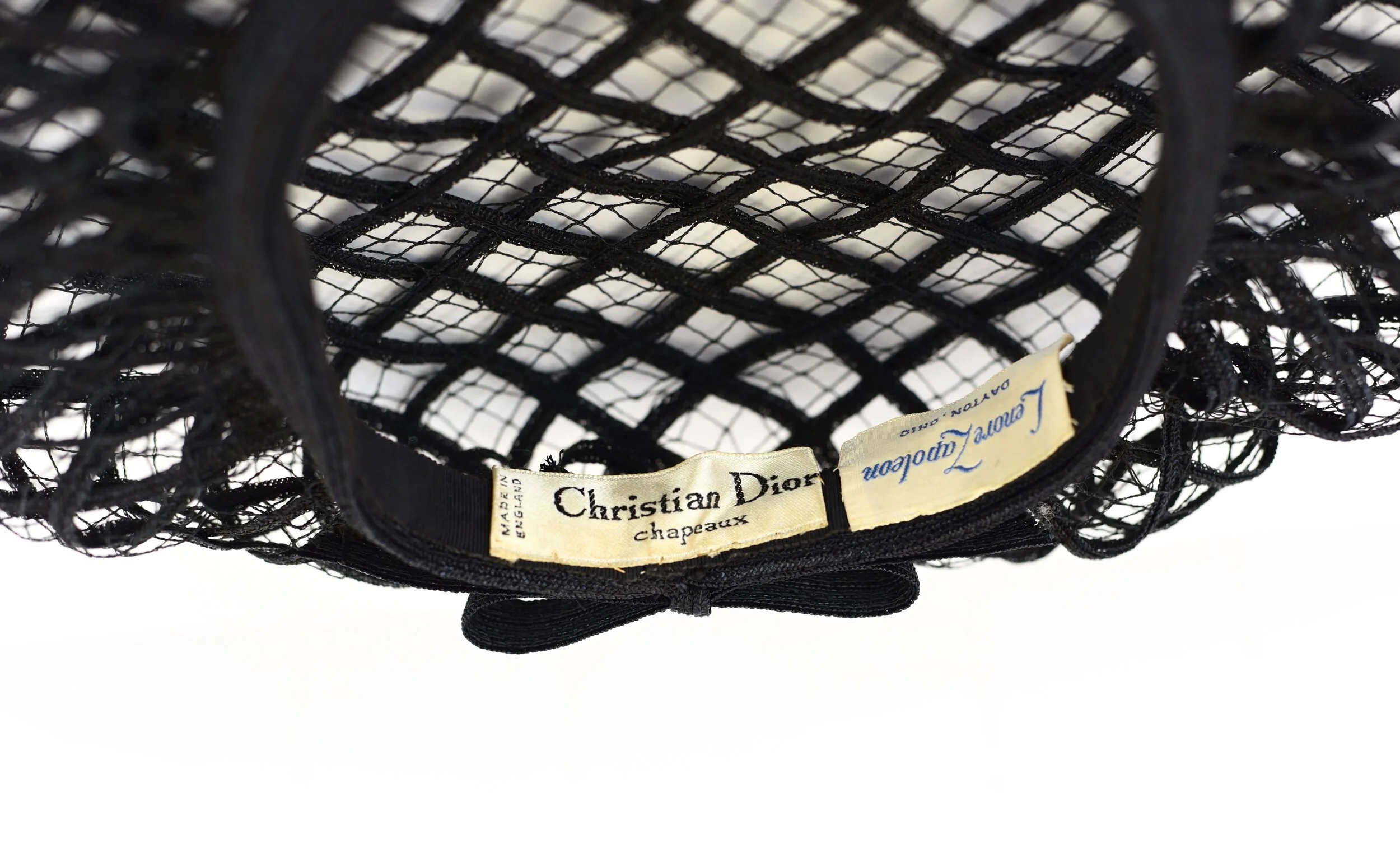 1960s Christian Dior Black Net Hat — Canned Ham Vintage
