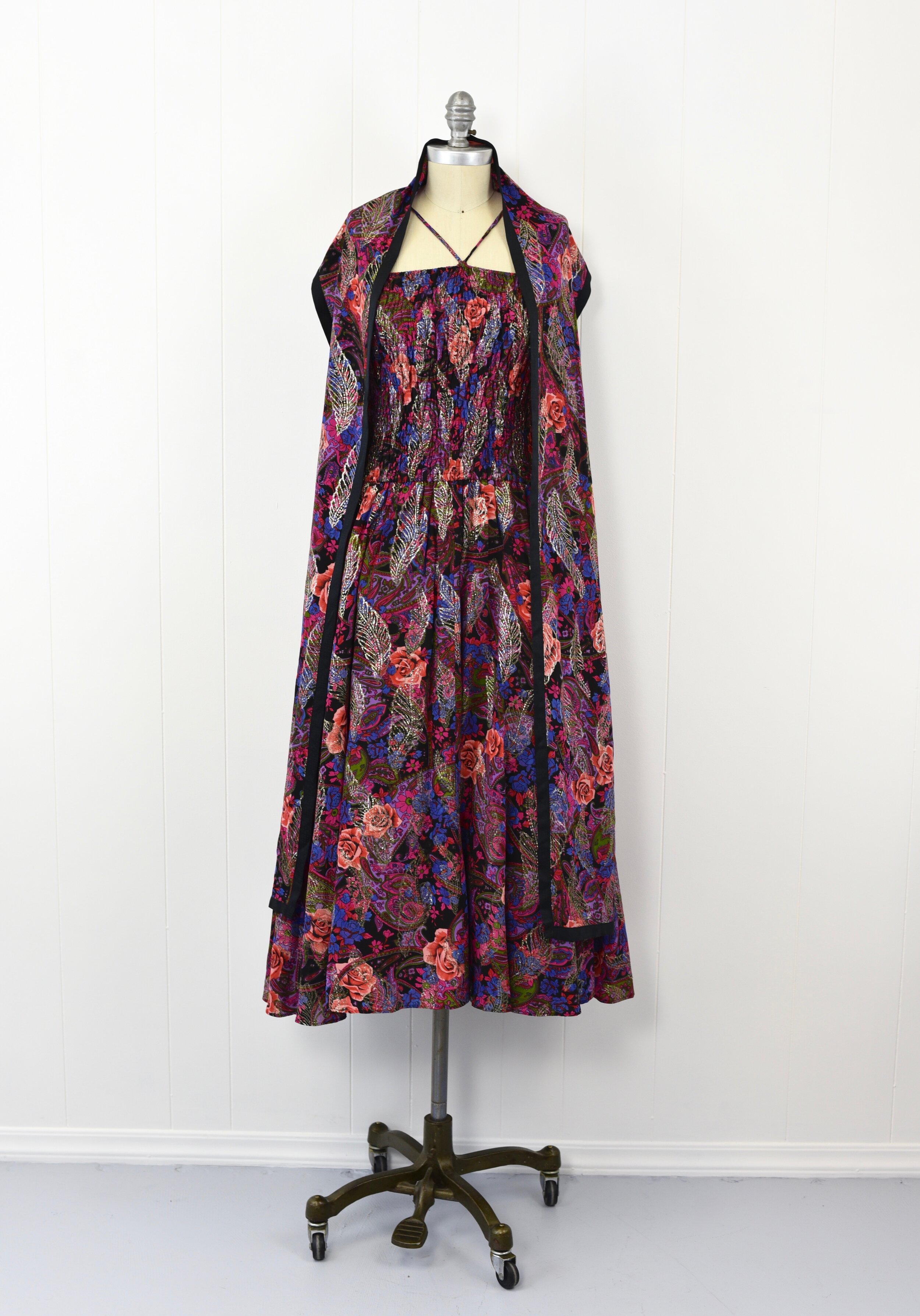 1970's/1980's Diane Freis Floral Dress & Wrap Set — Canned Ham Vintage