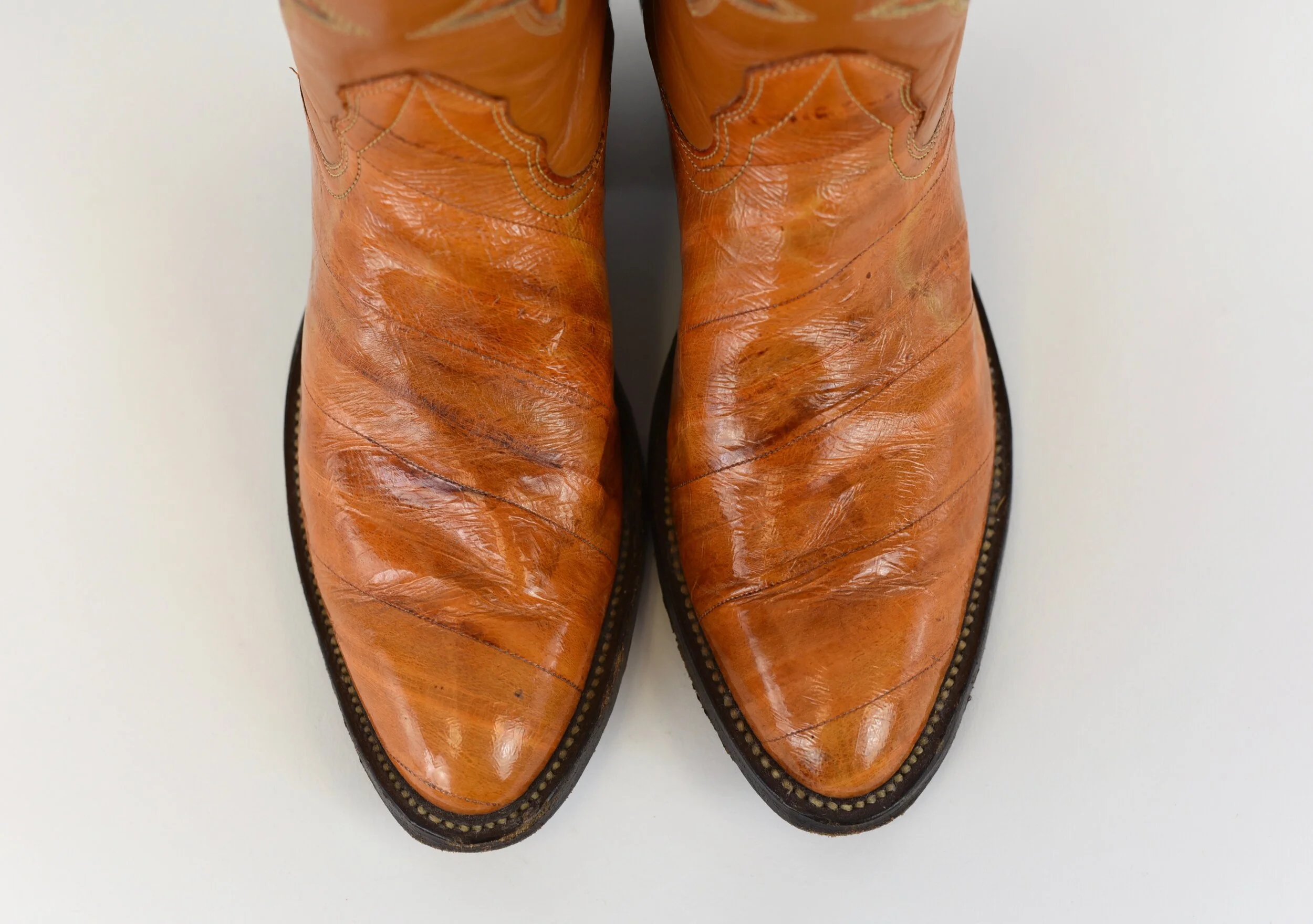Vintage Nocona Eel Leather Dual Tone Cowboy Boots | USA Made | Exotic 10.5 MENS Vintage Nocona Shark Skin Cowboy Boots 9 E USA Made Exotic  main image 4