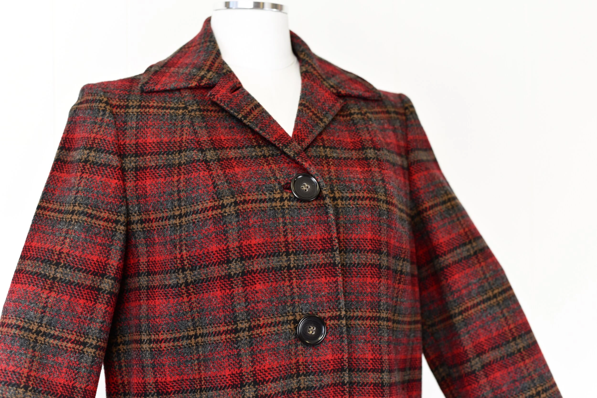 1950s Pendleton Red Black Classic Plaid Coat Jacket — Canned Ham 