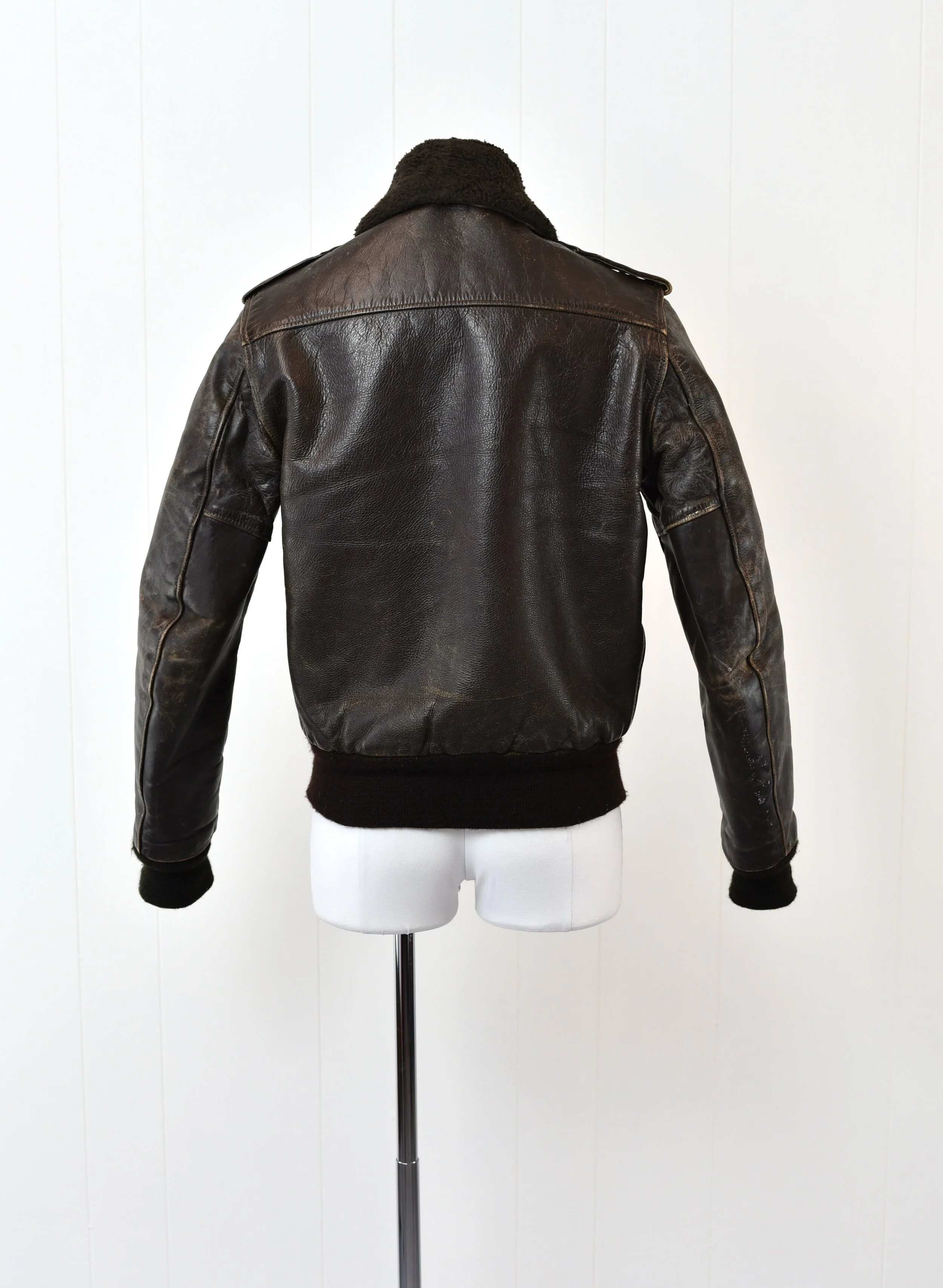 1940s Dark Brown Leather Bomber Jacket — Canned Ham Vintage