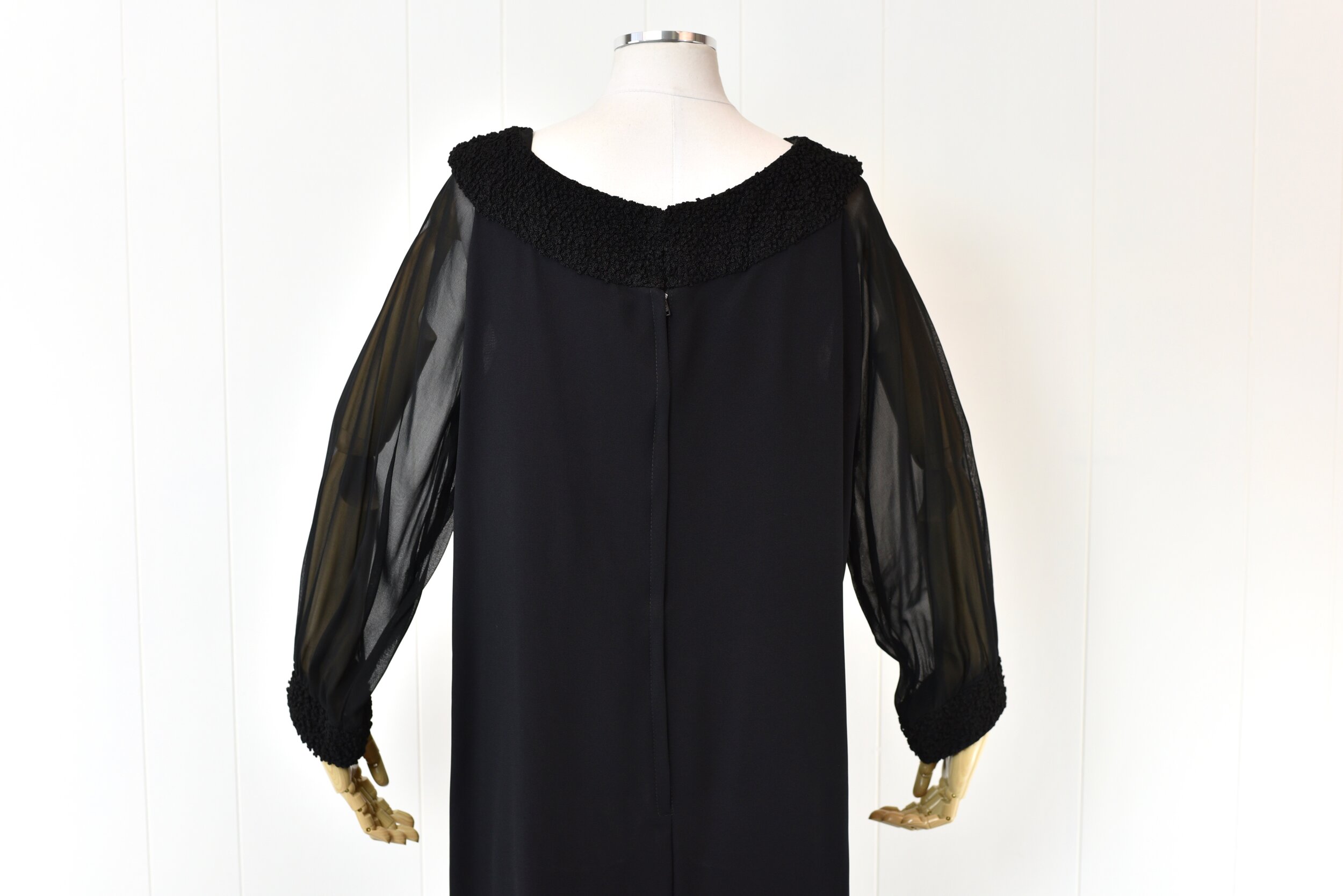 blue dress for baby girl Black Wool Shift Dress with Cream Detail – Vintage Couture main image 0