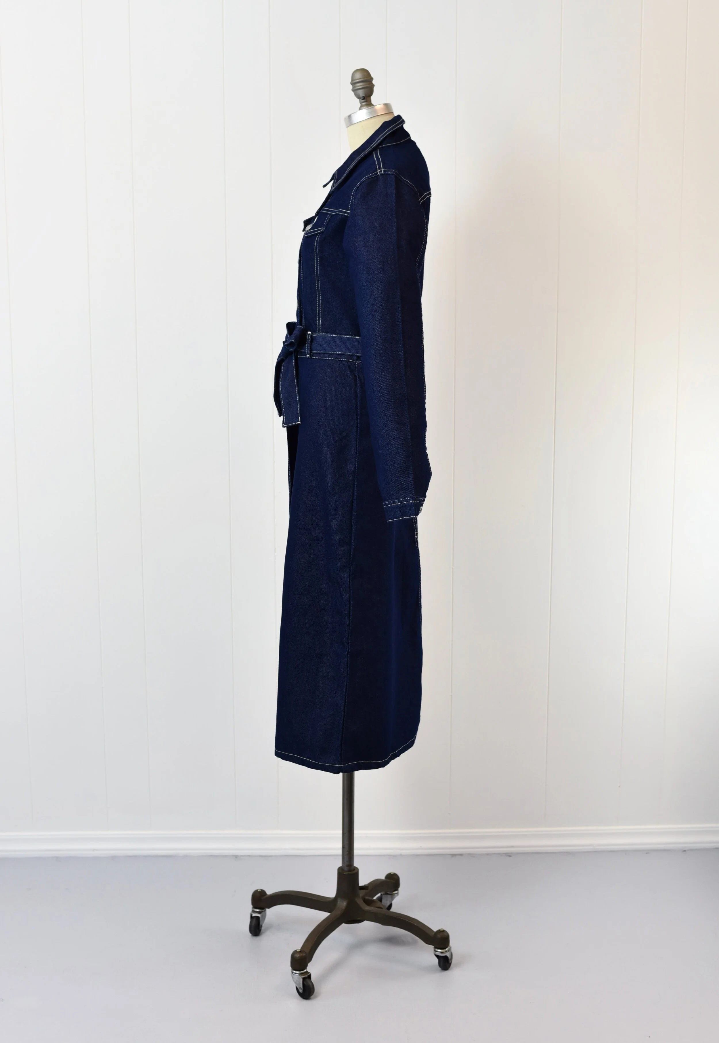 white christmas dresses 1980s-90s Midi-length Zipper Denim Coat Dress Medium main image 0
