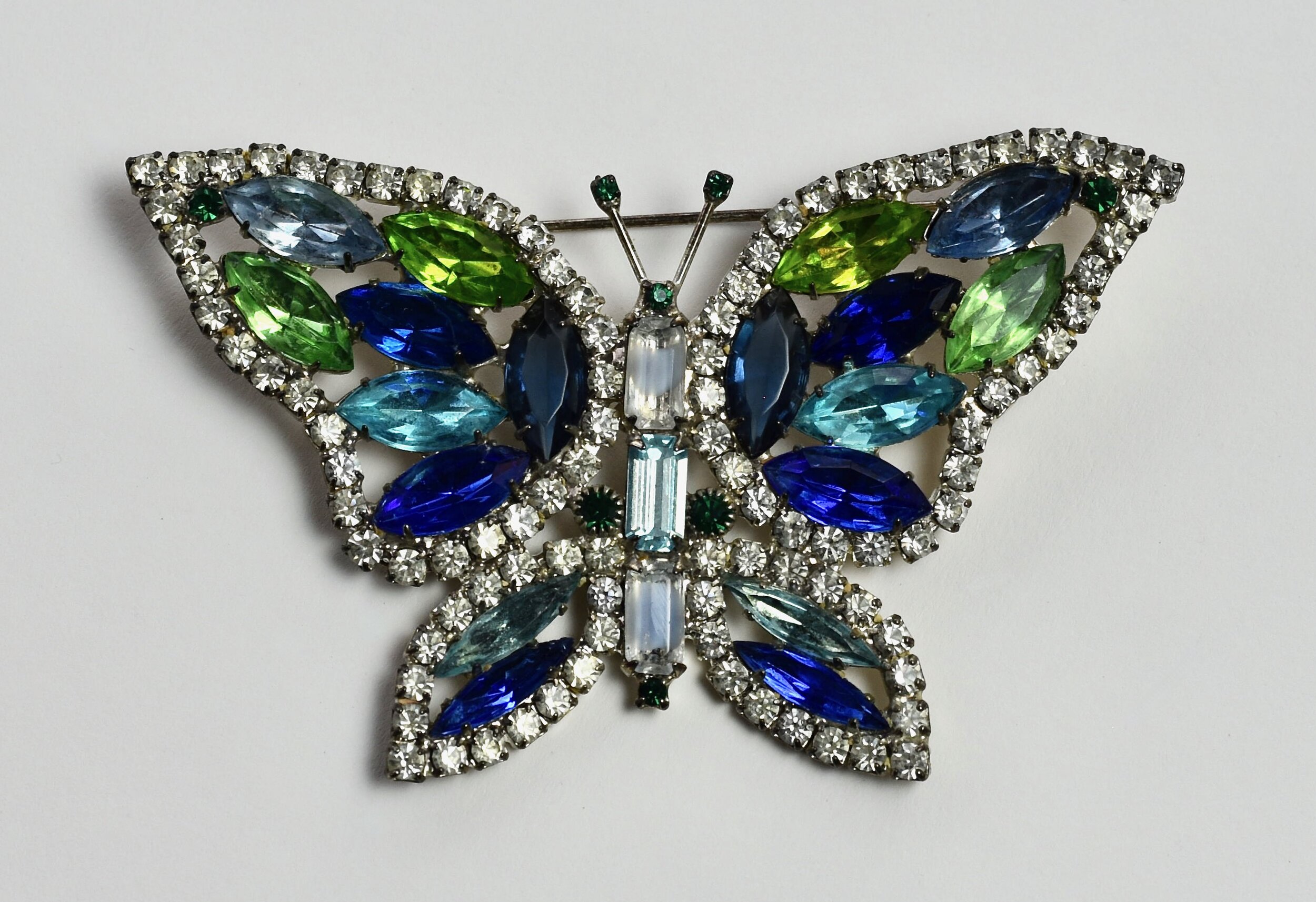 1970s Kenneth Lane Signed Butterfly Rhinestone Large Brooch — Canned Ham  Vintage