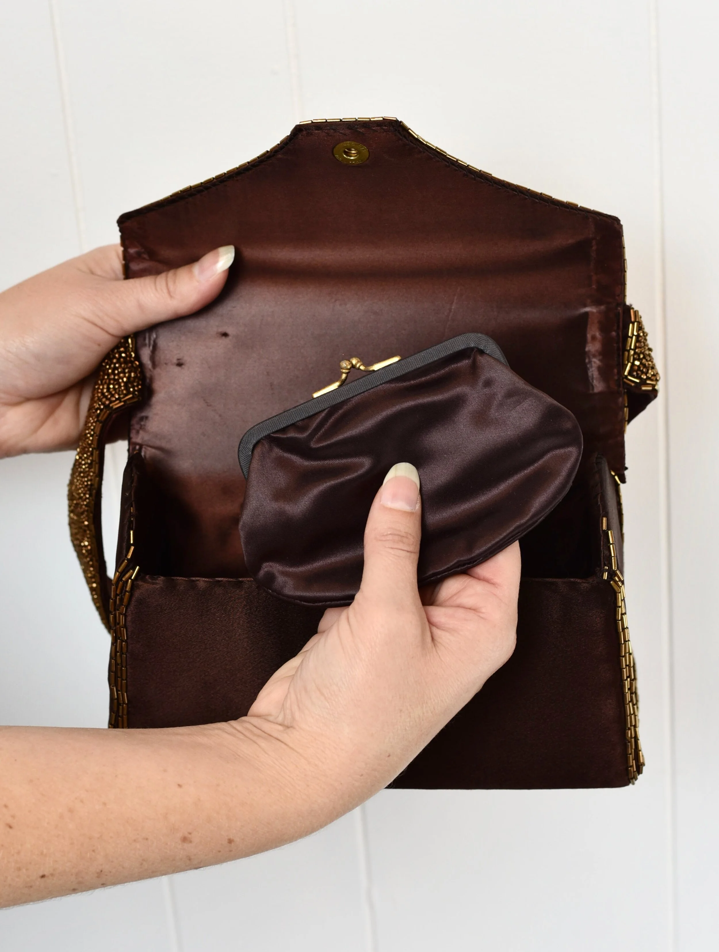 Brown and Black Embellished Bag and Belt Set Miley Belt Embellished Tote Bag - Brown | JW PEI main image 3