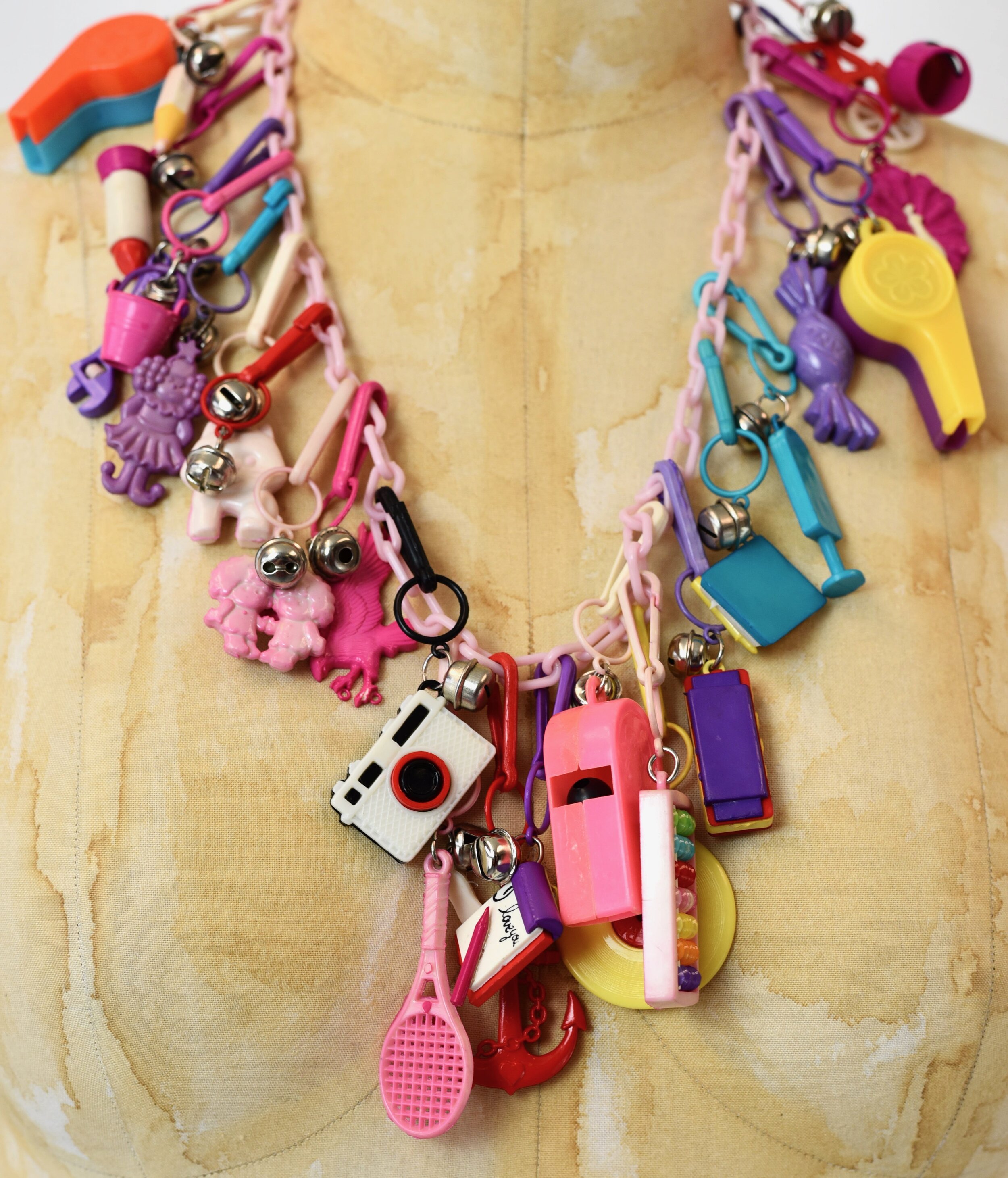 1980s Plastic Bell Charms Necklace — Canned Ham Vintage