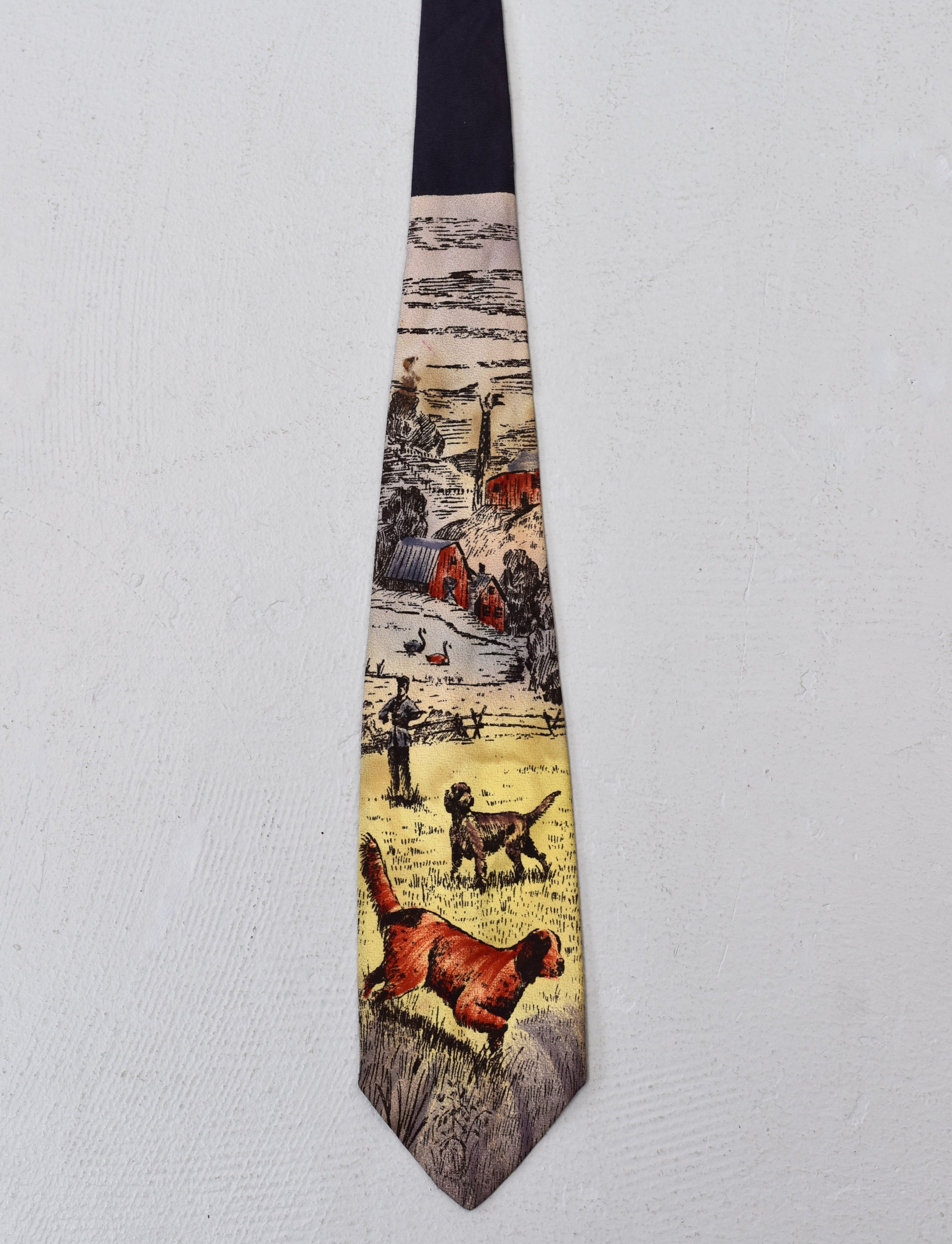 Vintage Duck Hunting Tie Louis Feraud Necktie Novelty Print